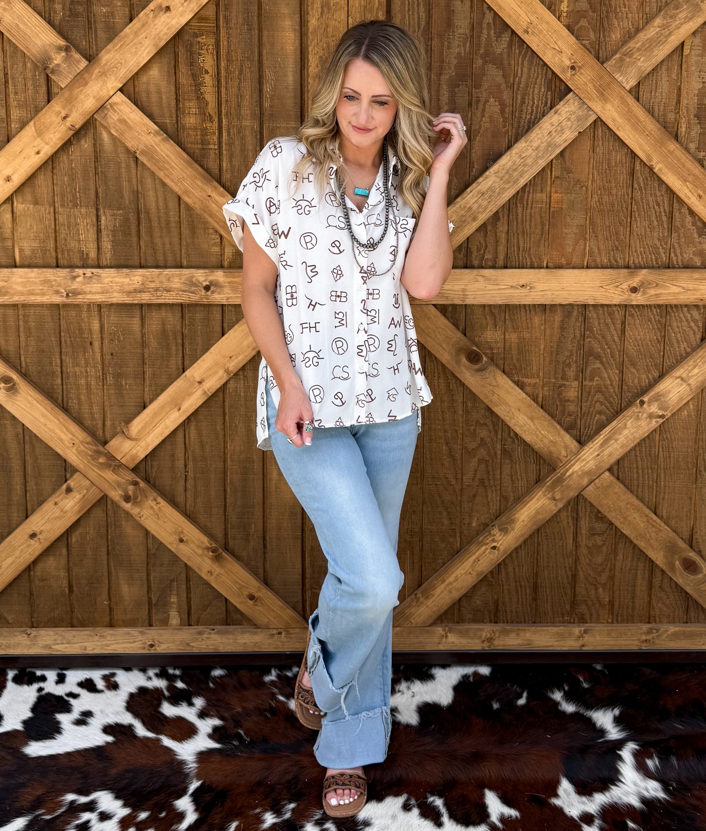 Branded Button-Up Top