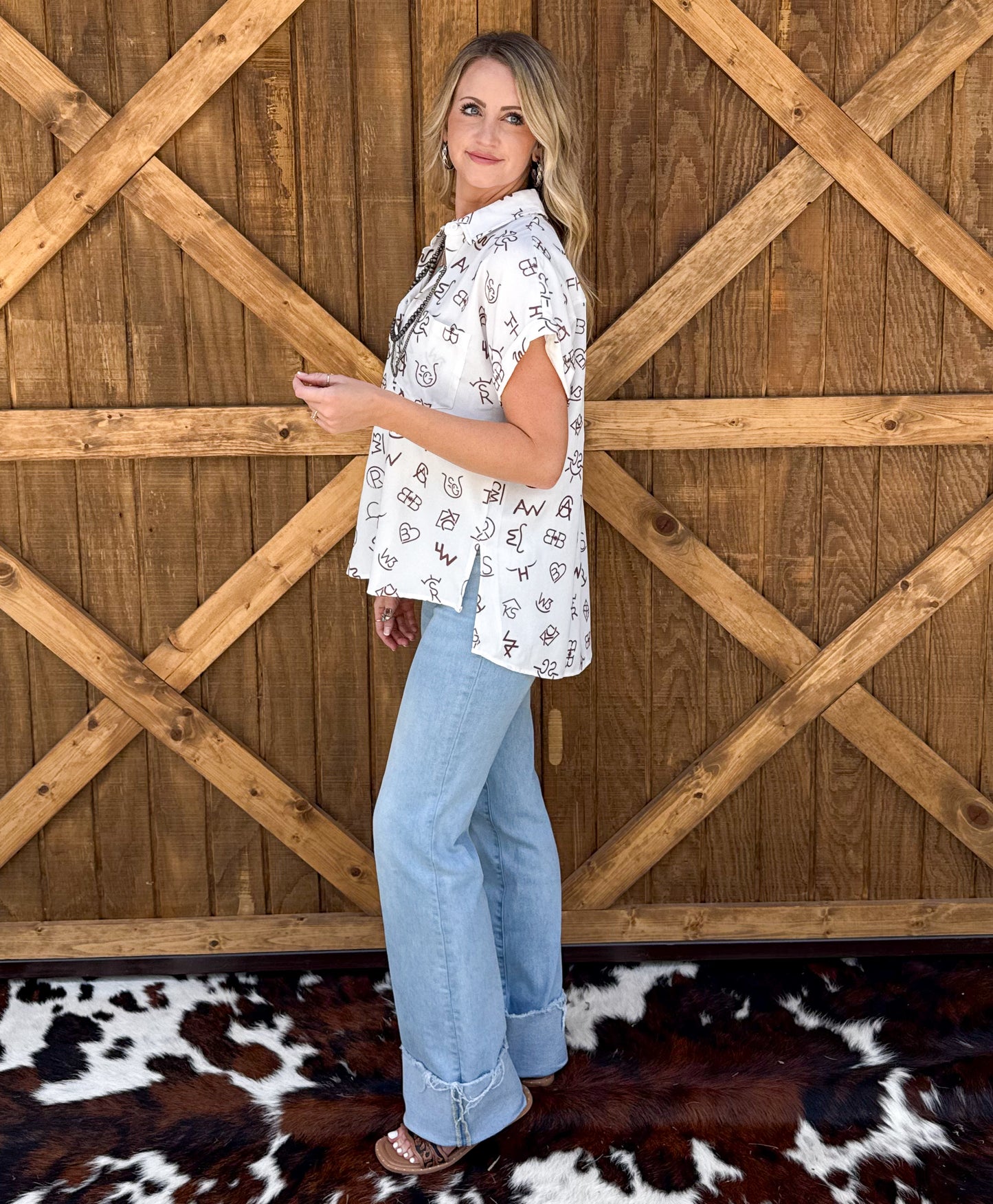 Branded Button-Up Top