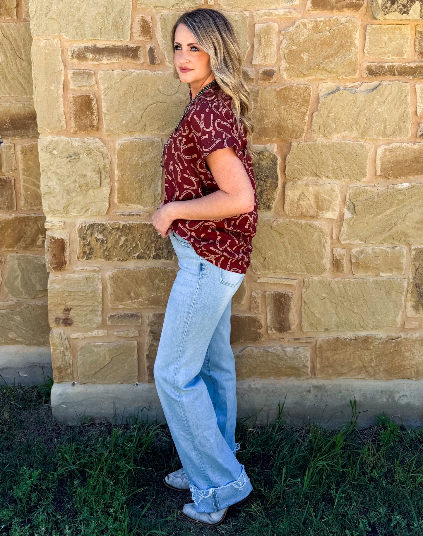 Horseshoe Button-Up Top
