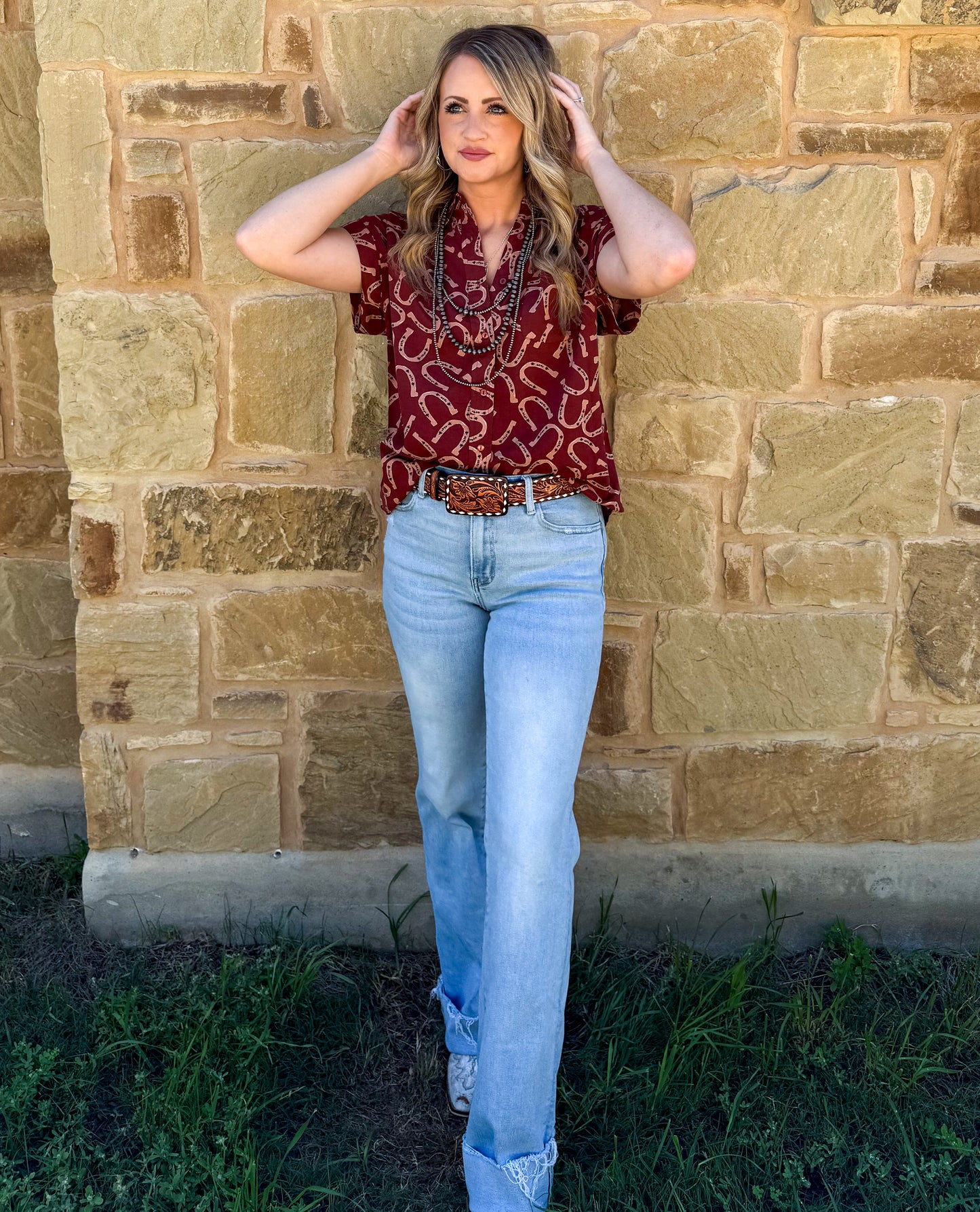 Horseshoe Button-Up Top
