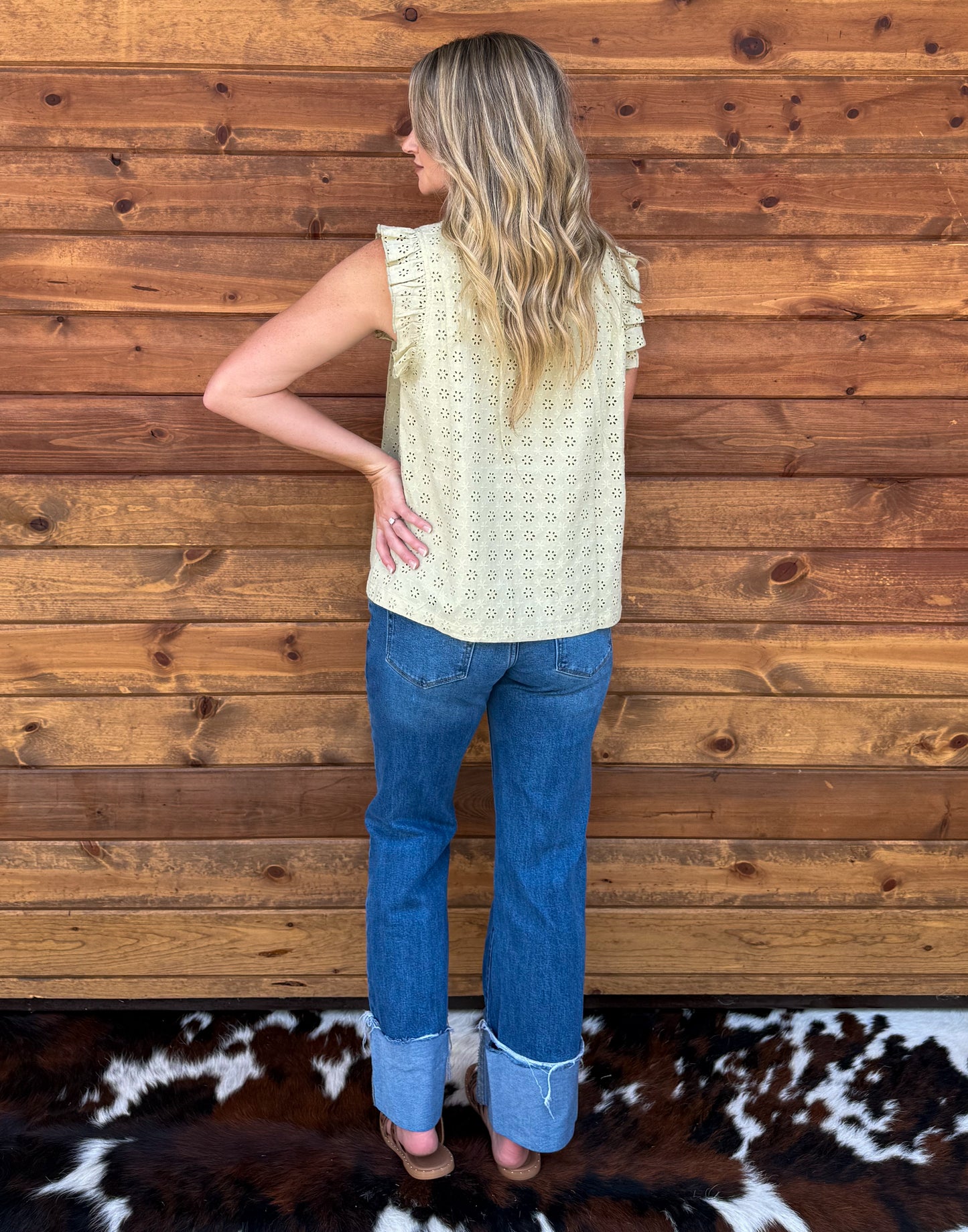 Sweet Ruffle Eyelet Blouse