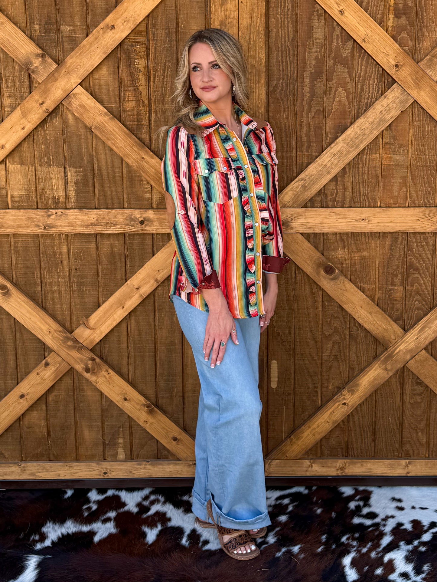 Serape Sunrise Button-Up Top