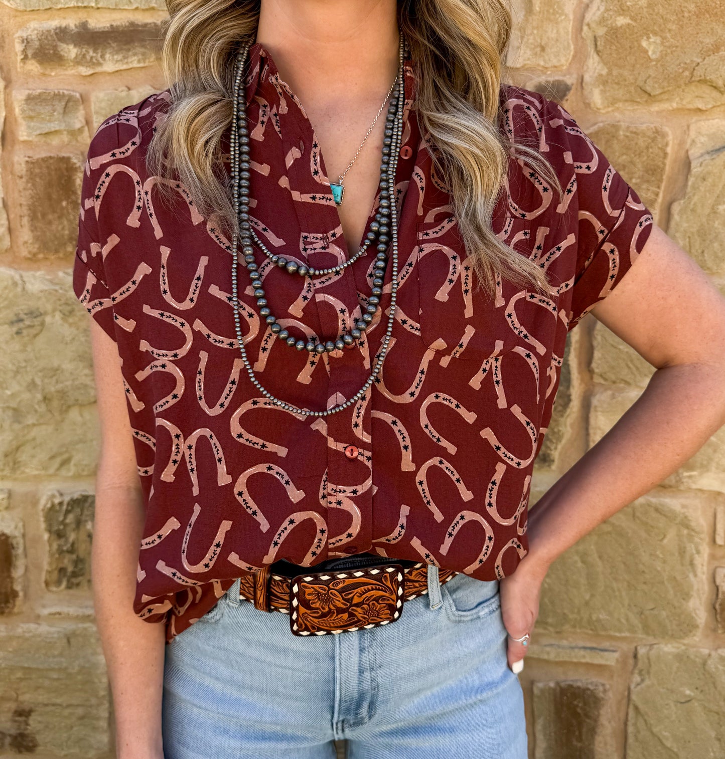 Horseshoe Button-Up Top