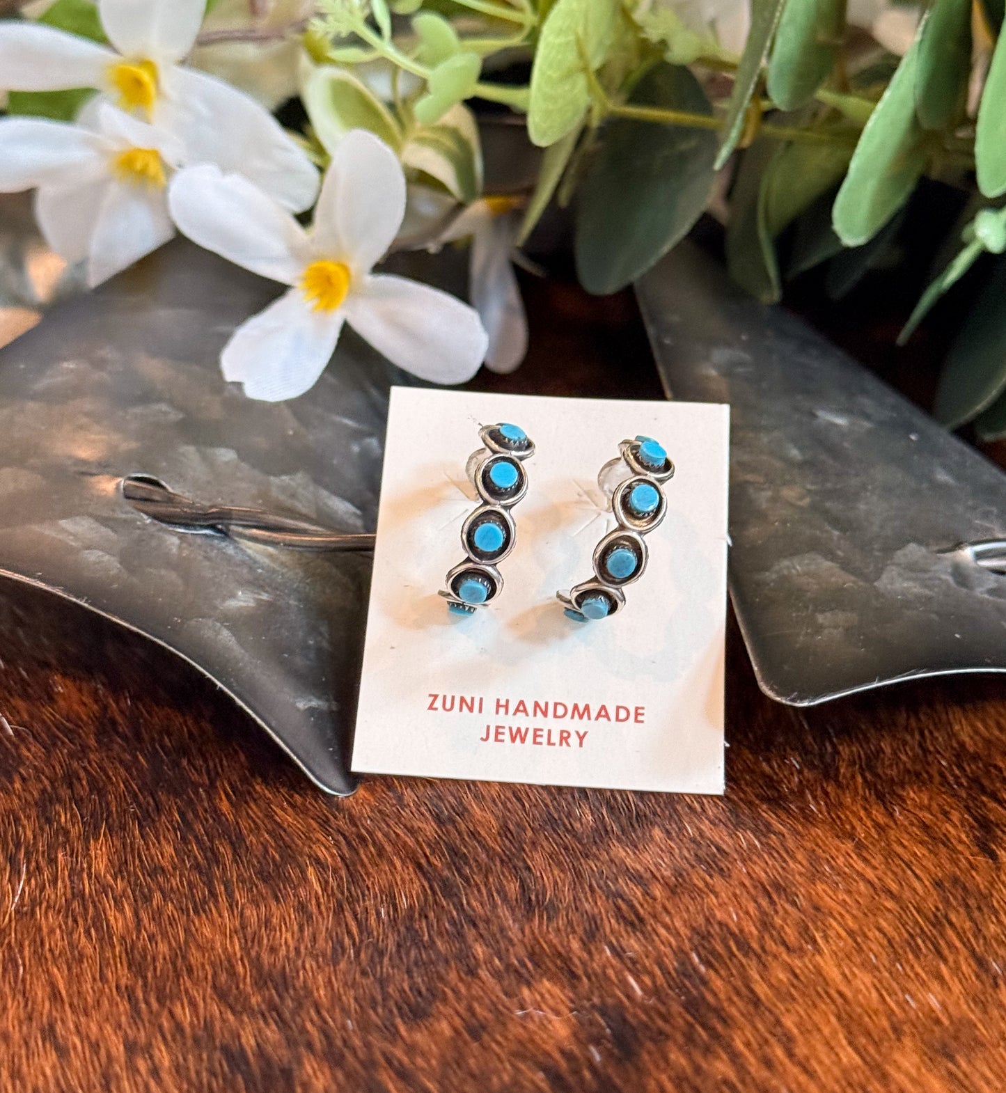 Wrangler Small Hoop Turquoise Earrings