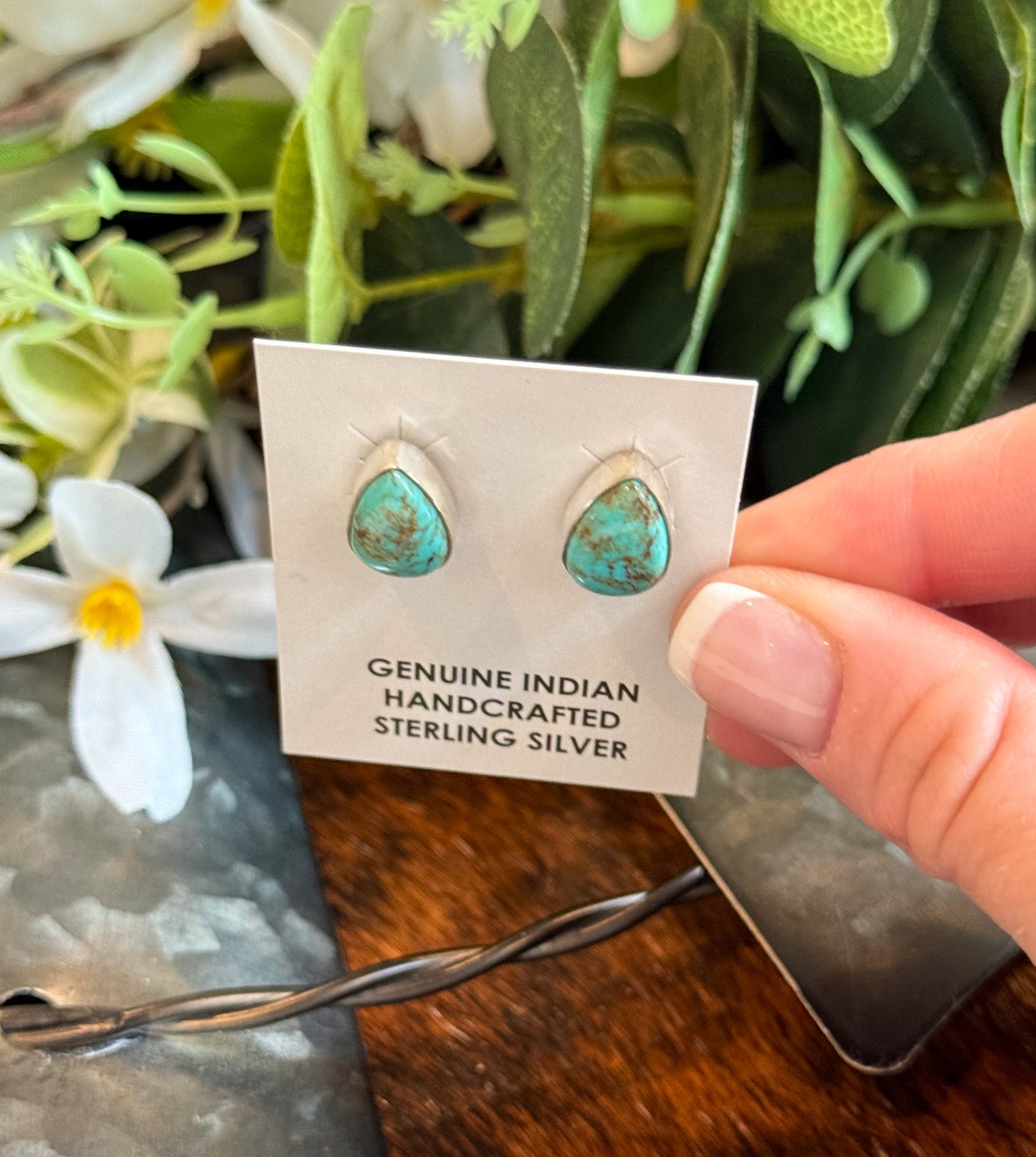 Blaze Teardrop Stud Turquoise Earrings