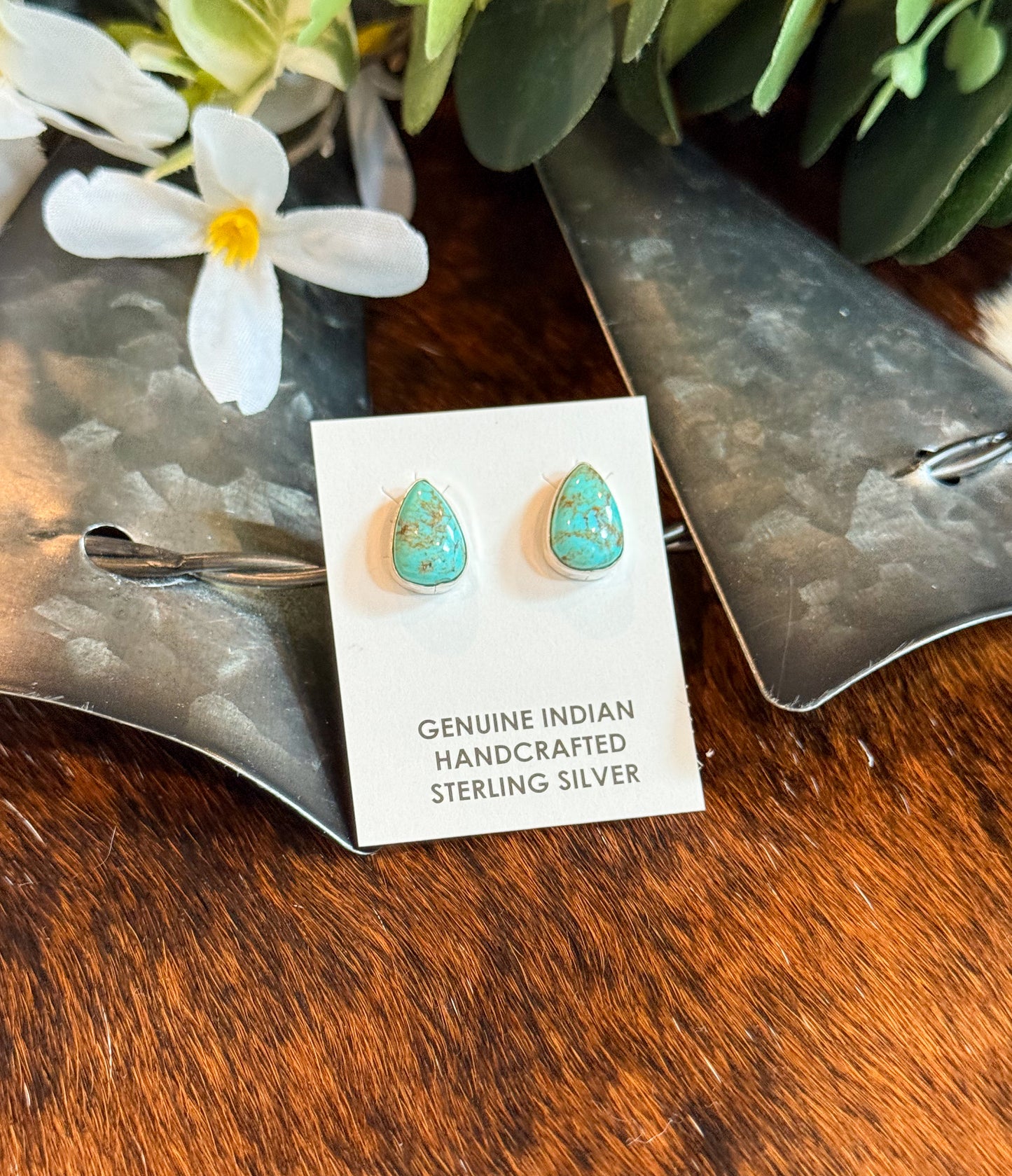 Blaze Teardrop Stud Turquoise Earrings