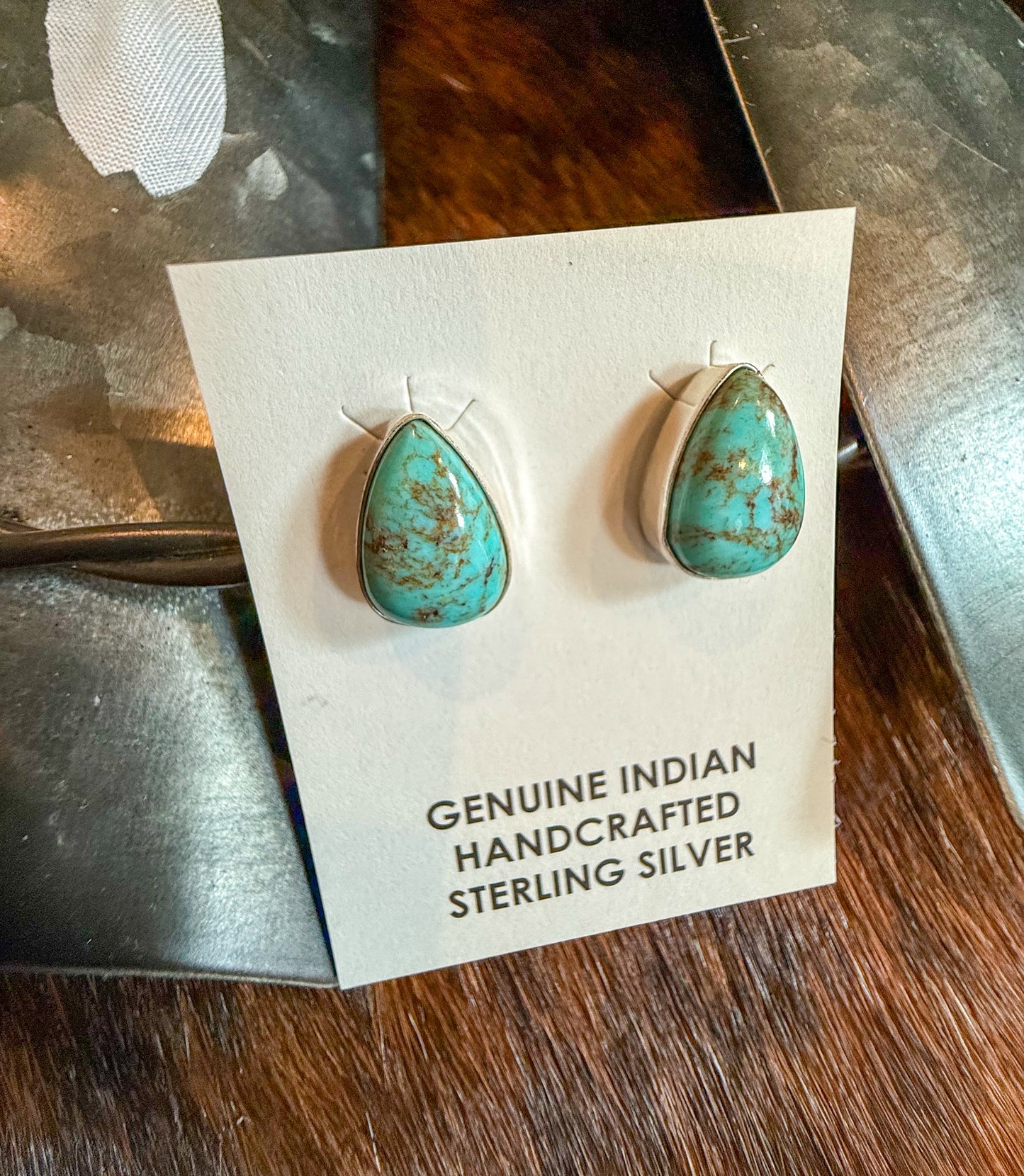 Blaze Teardrop Stud Turquoise Earrings