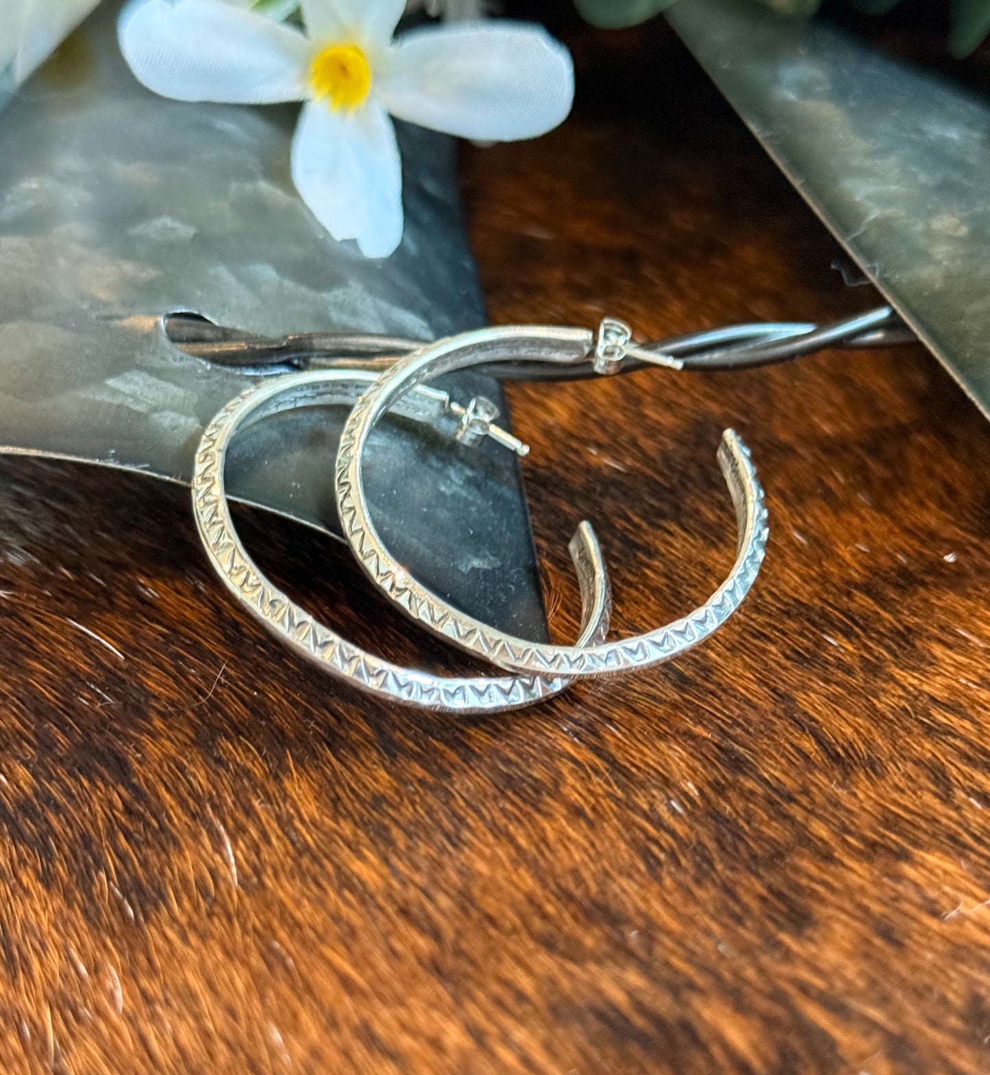 Wyatt Stamped Sterling Silver Earrings