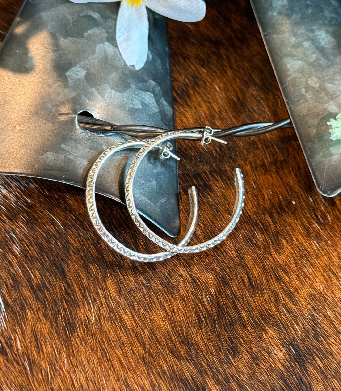 Wyatt Stamped Sterling Silver Earrings