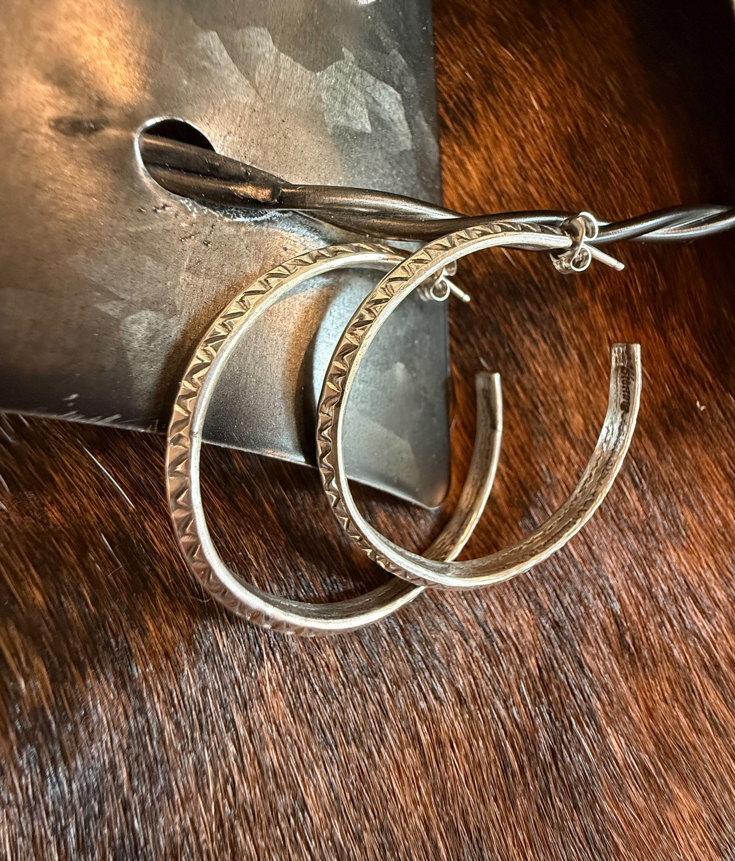 Wyatt Stamped Sterling Silver Earrings