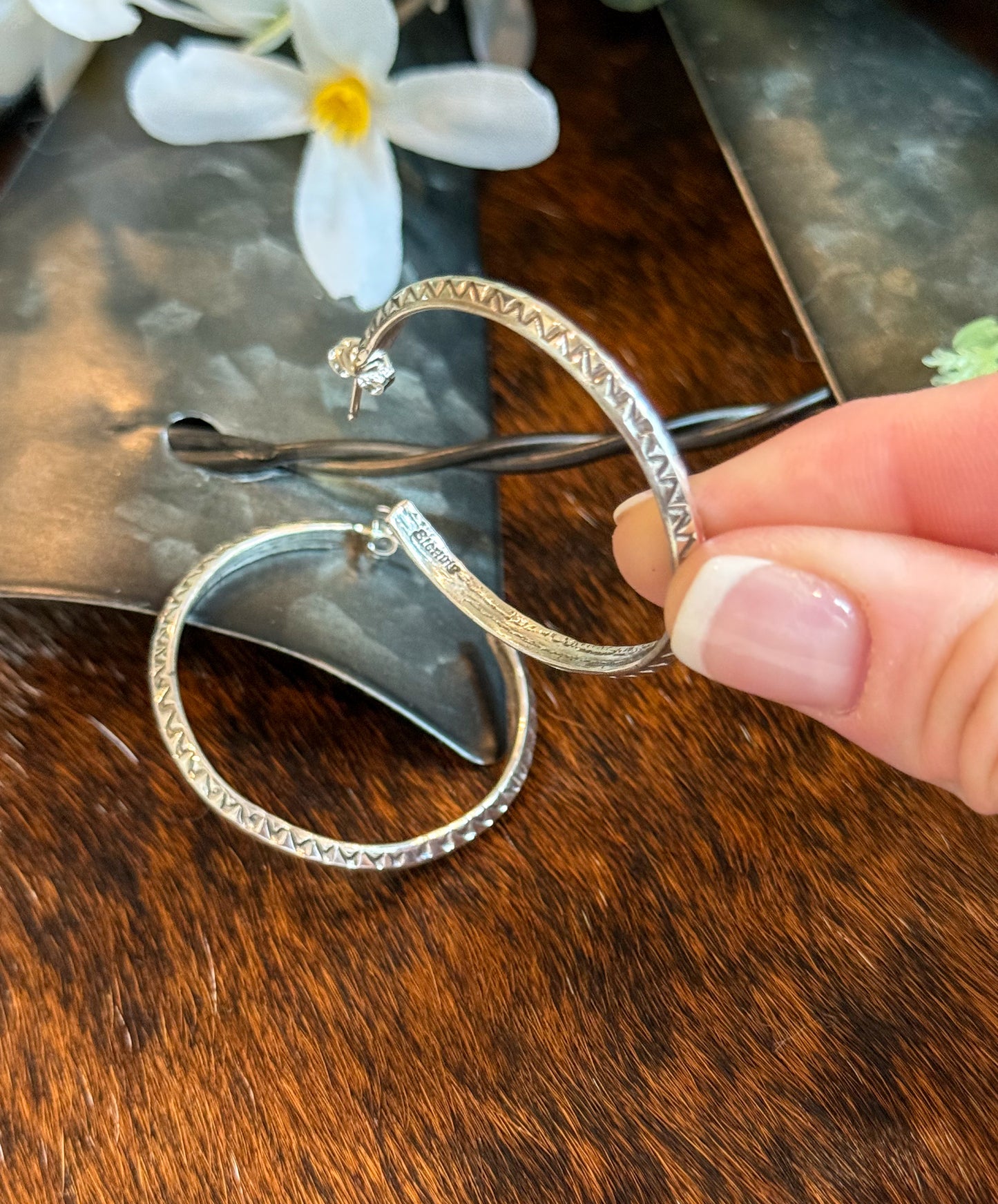 Wyatt Stamped Sterling Silver Earrings