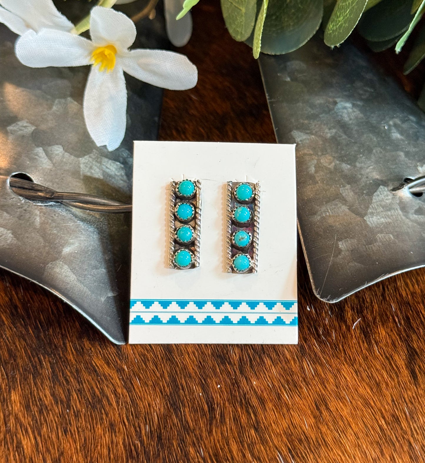 Hank 4 Stone Turquoise Earrings