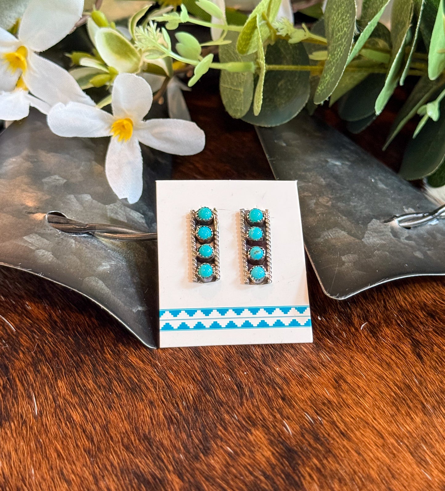 Hank 4 Stone Turquoise Earrings