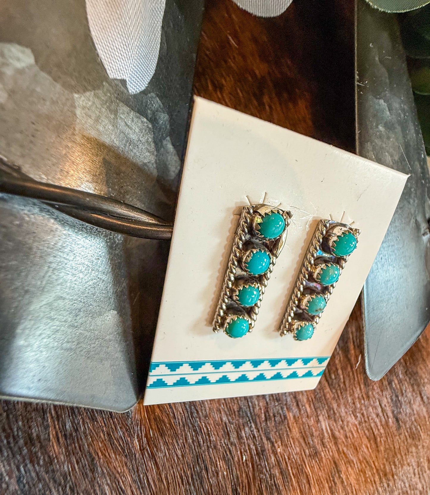 Hank 4 Stone Turquoise Earrings
