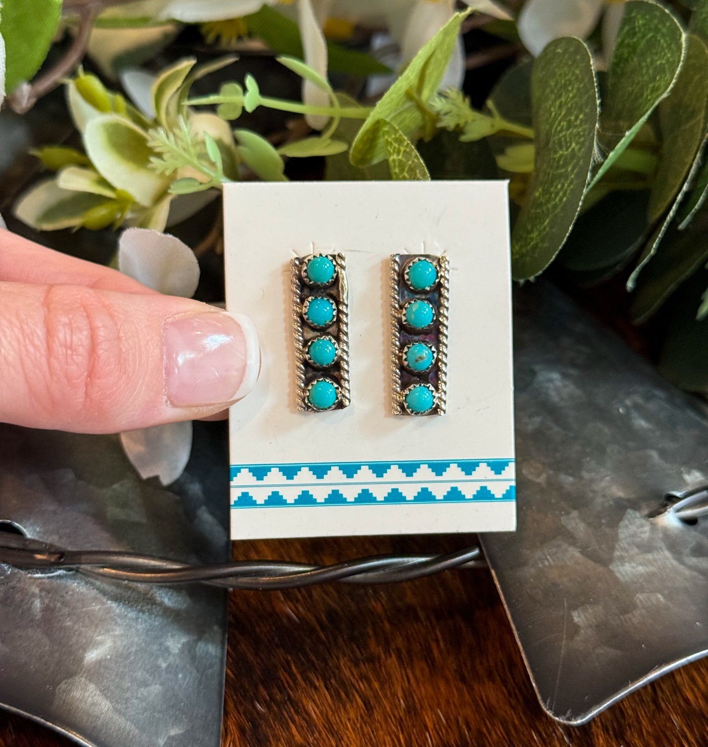 Hank 4 Stone Turquoise Earrings