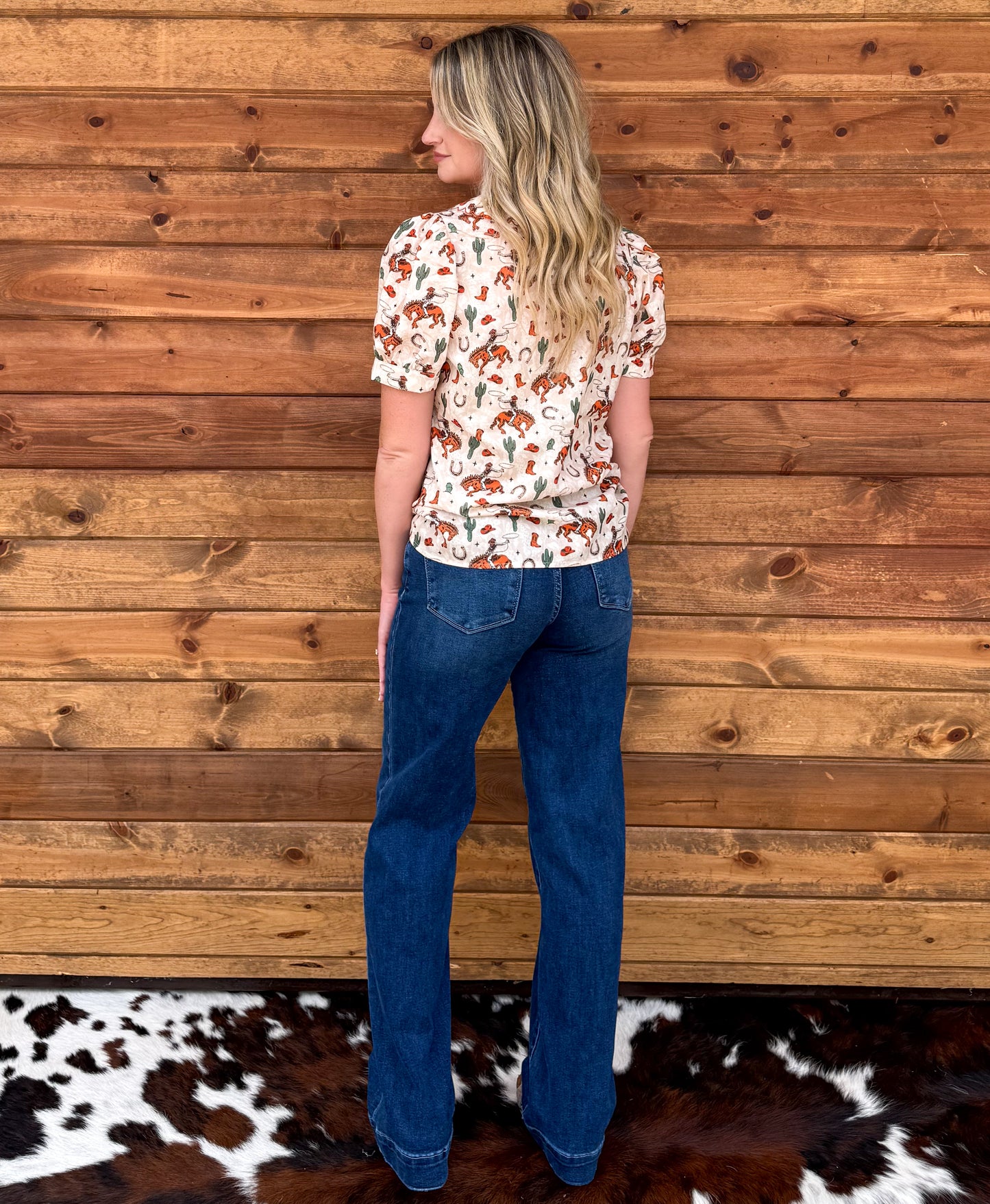 Bucking Horse Button-Up Top
