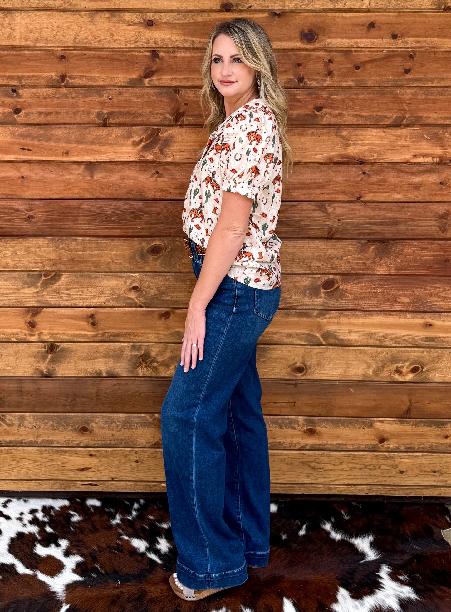 Bucking Horse Button-Up Top