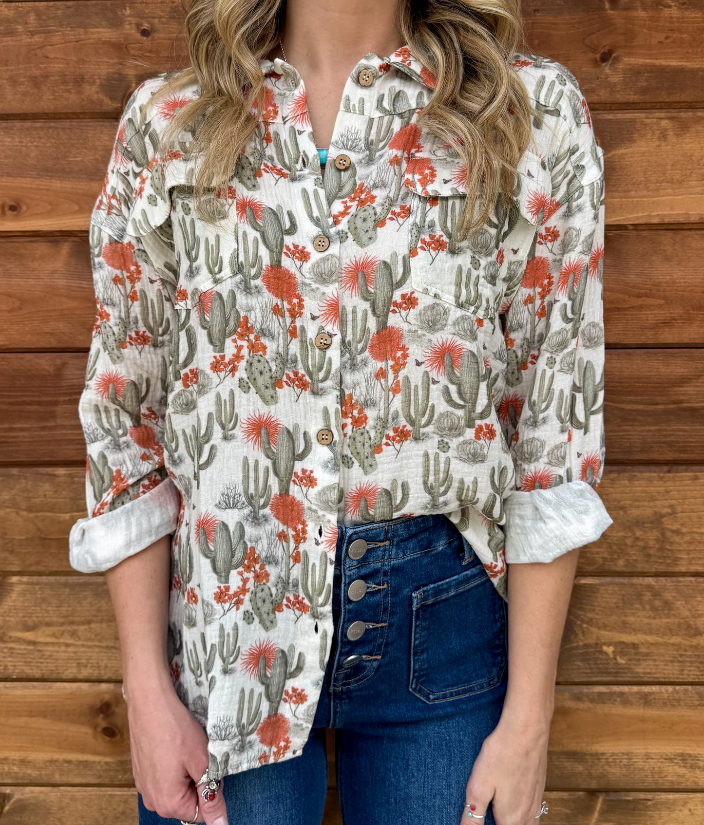 Cactus Button-Up Top