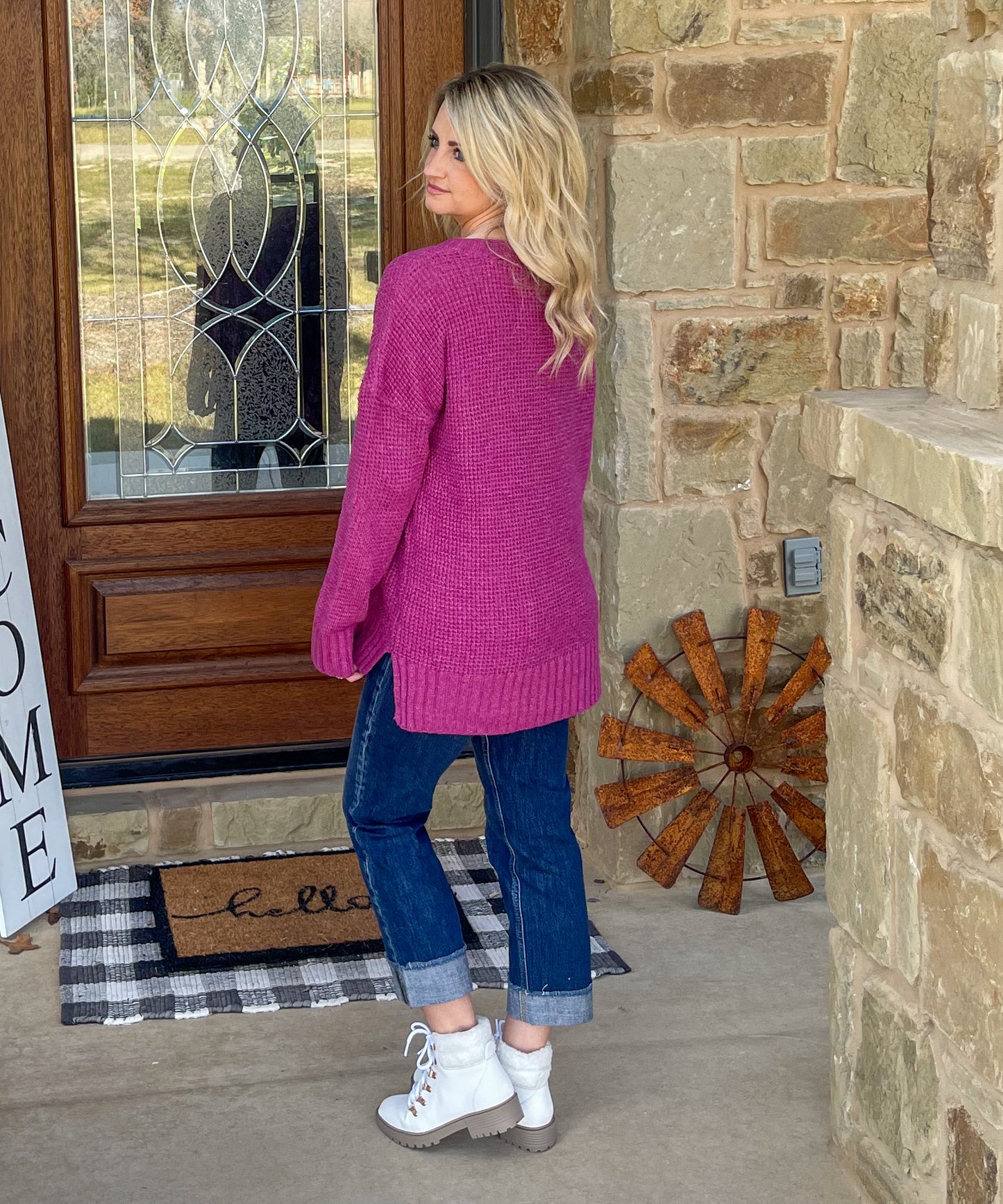 Dally Oversized Sweater Top in Pink