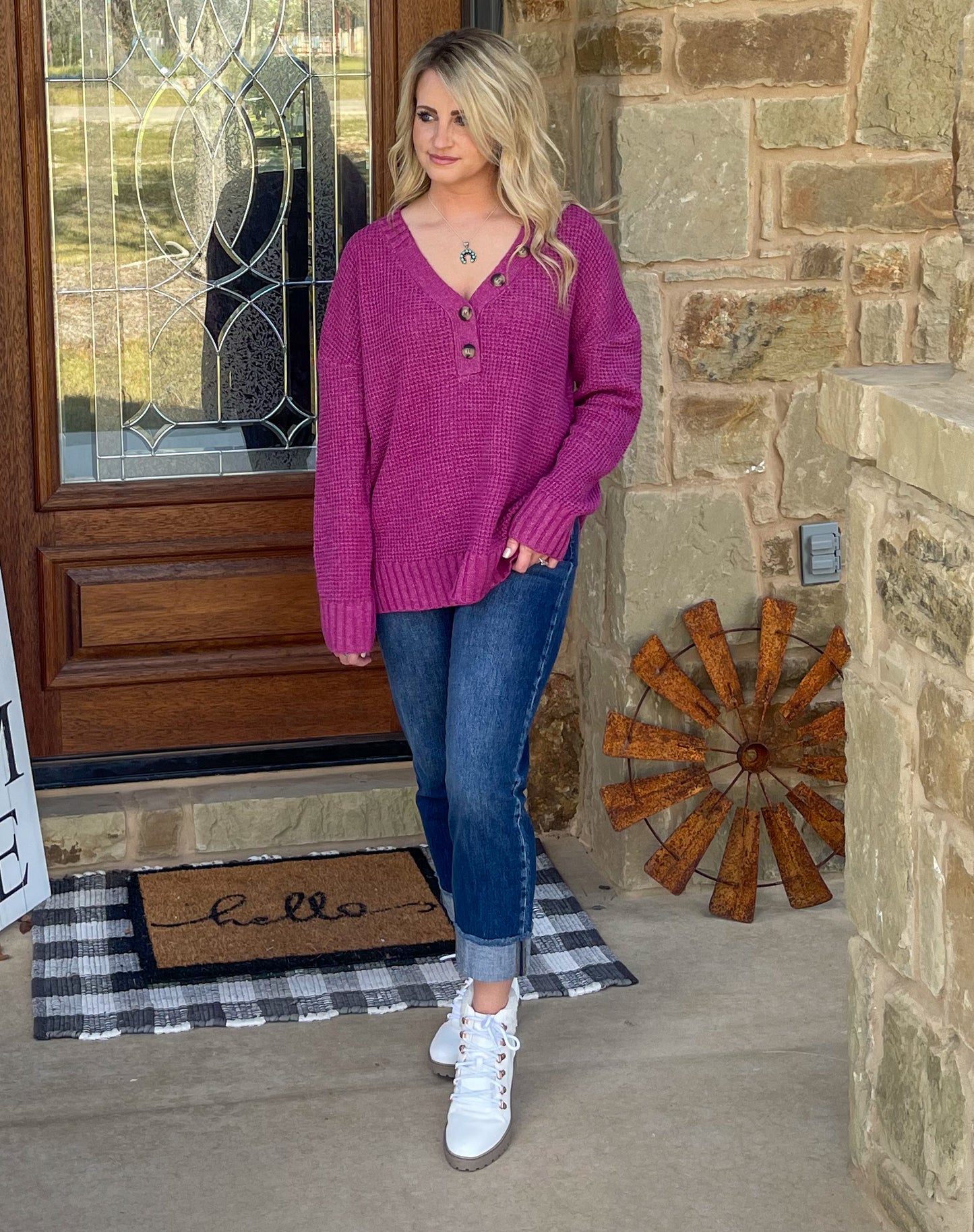 Dally Oversized Sweater Top in Pink