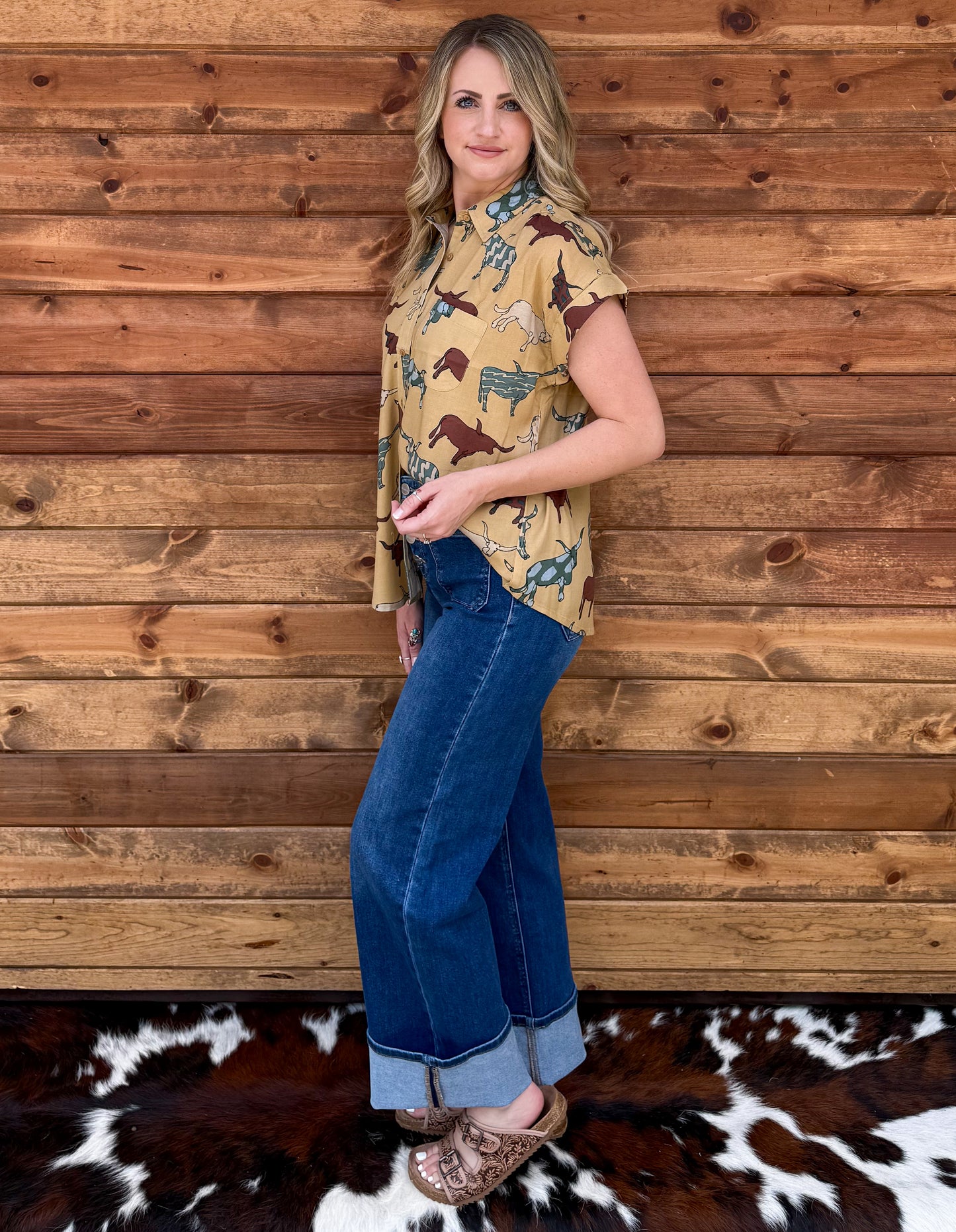 Longhorn Button-Up Top *Mustard