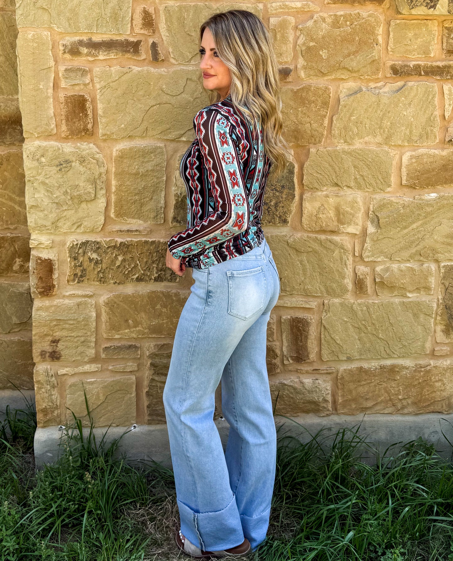 Wild Aztec Mesh Top