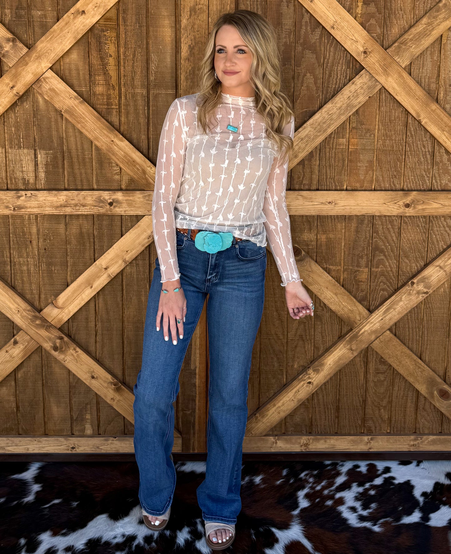 Lariat Lace Mesh Top *Cloud
