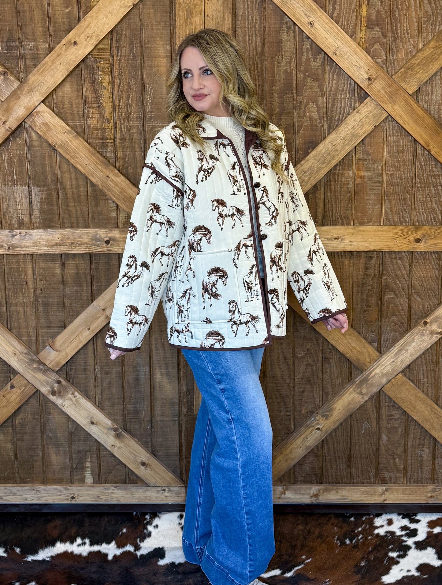Rustic Horses Quilted Jacket