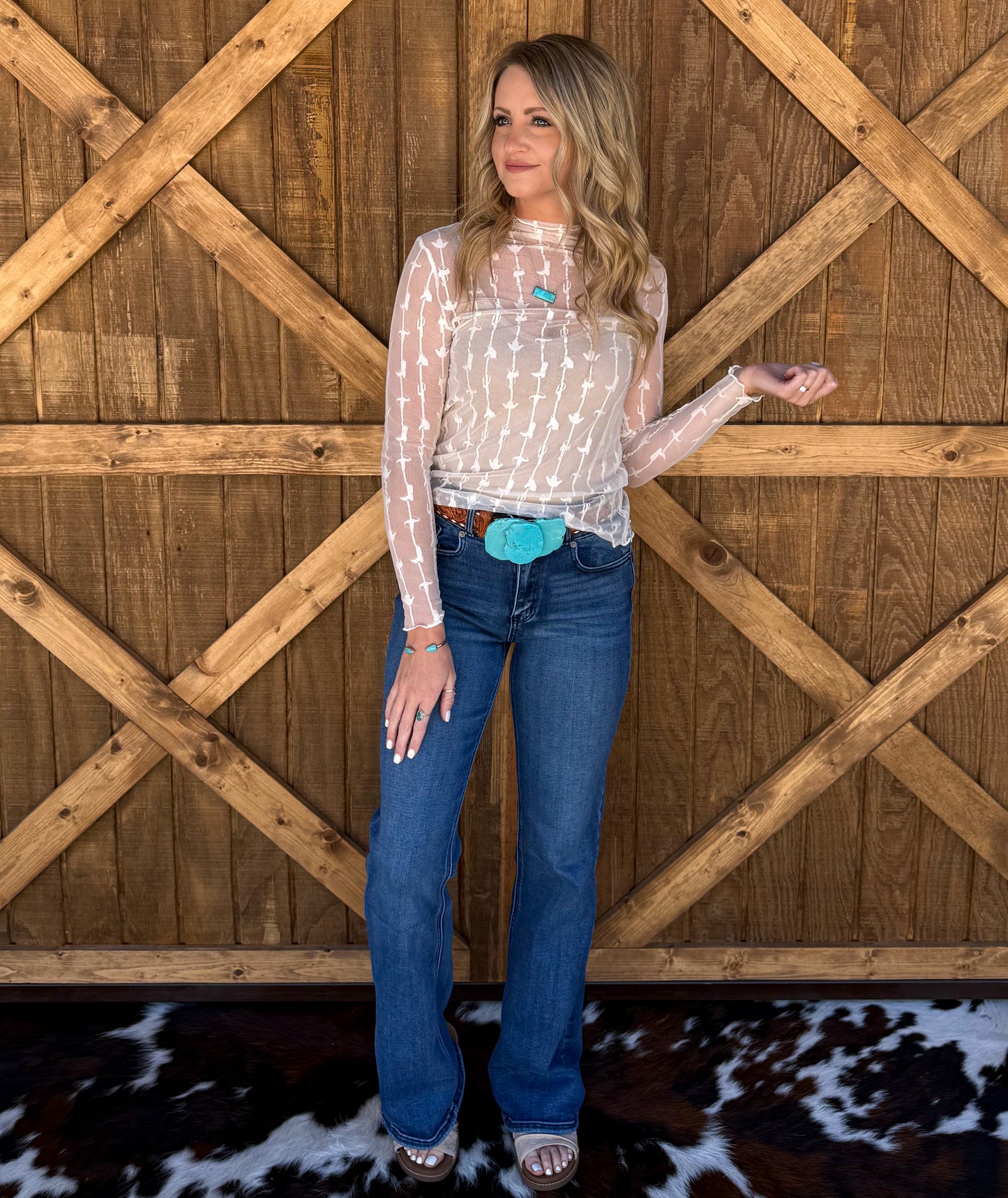Lariat Lace Mesh Top *Cloud