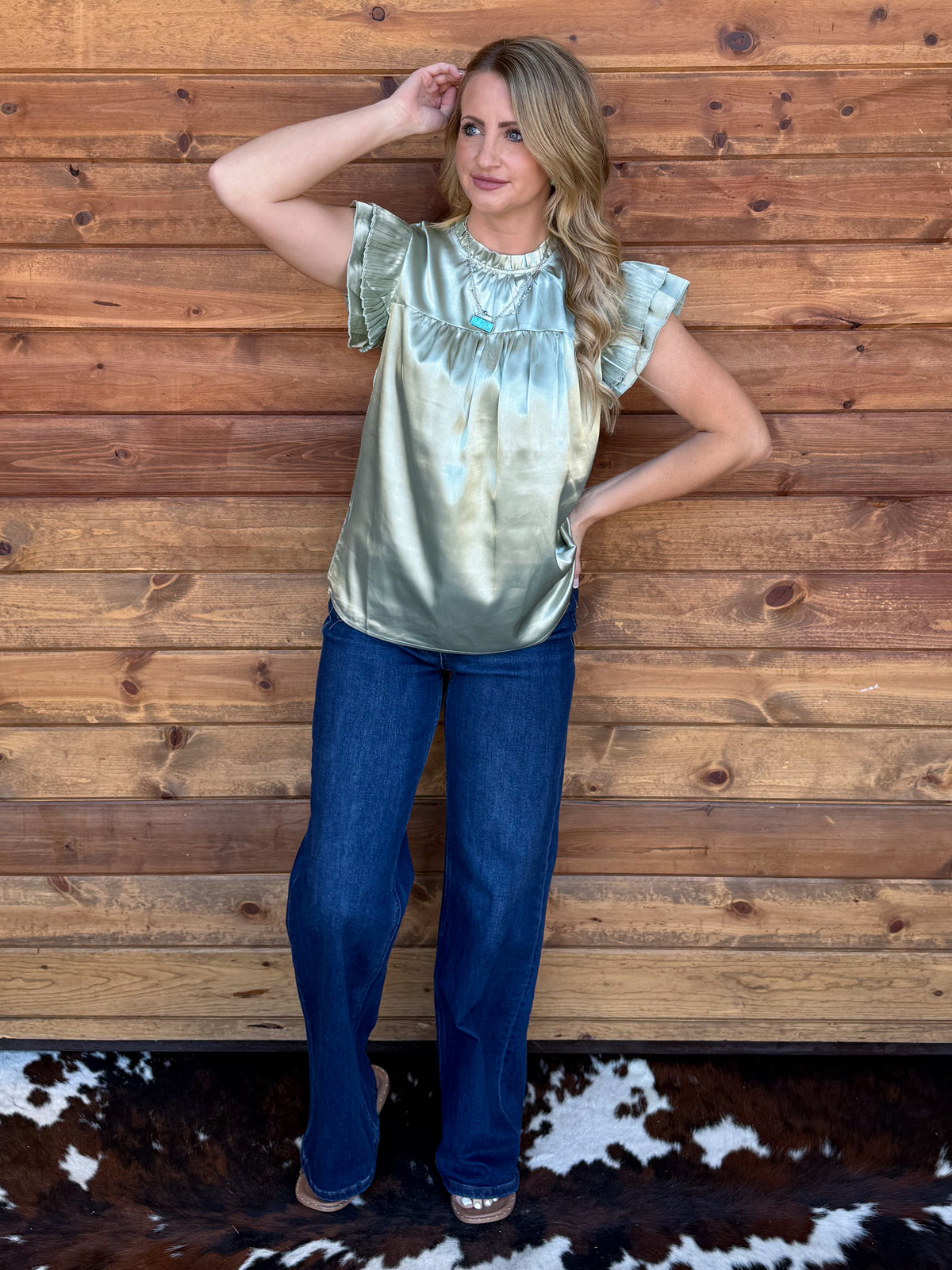 Satin Sage Blouse