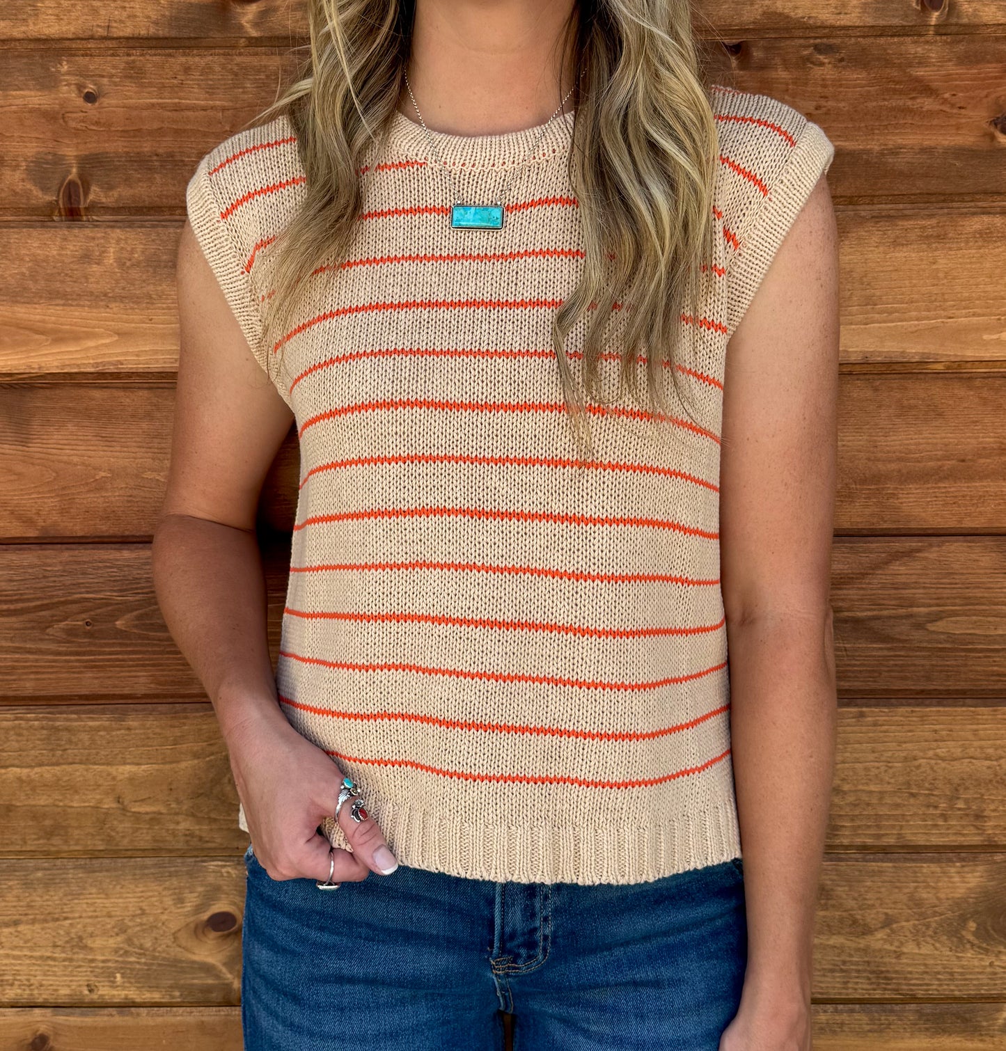 Coral Striped Tank