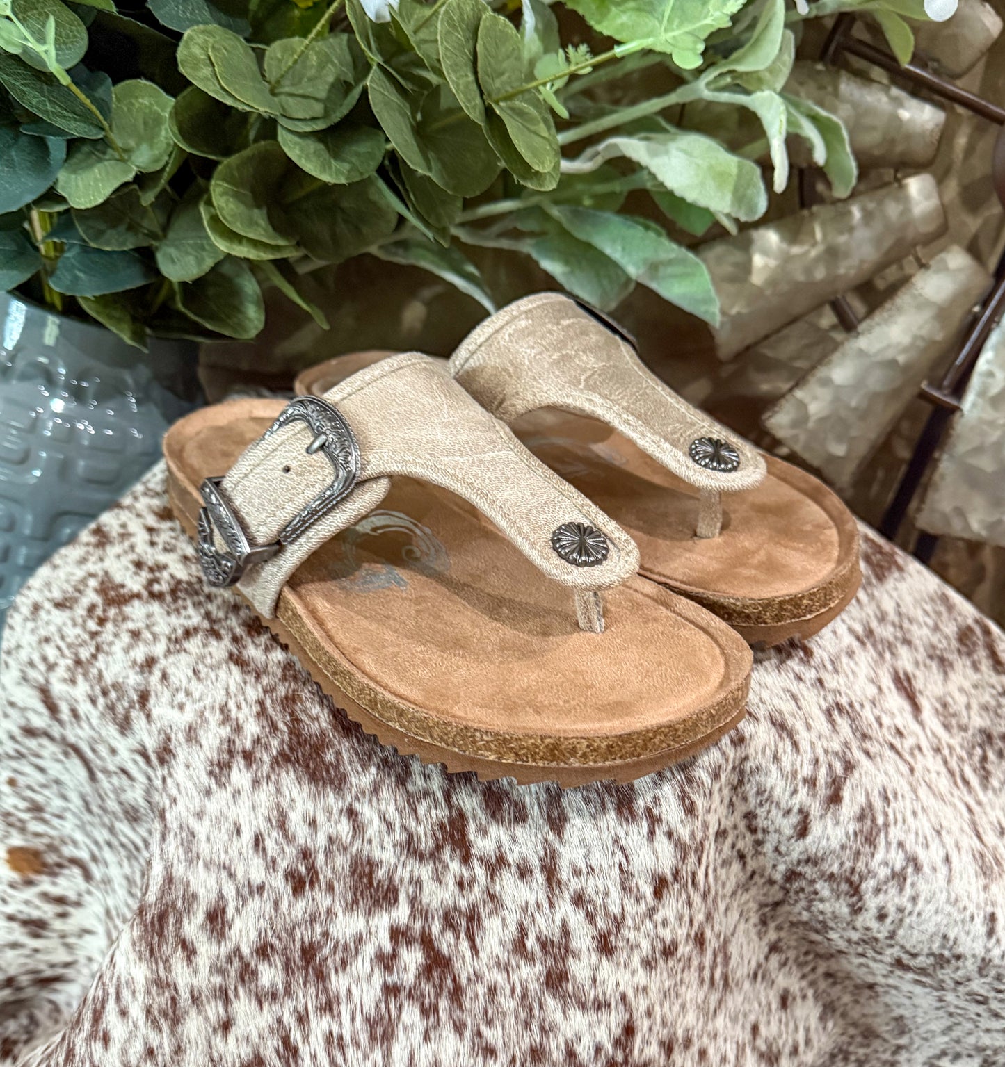 Rodeo Buckle Sandals *Cream