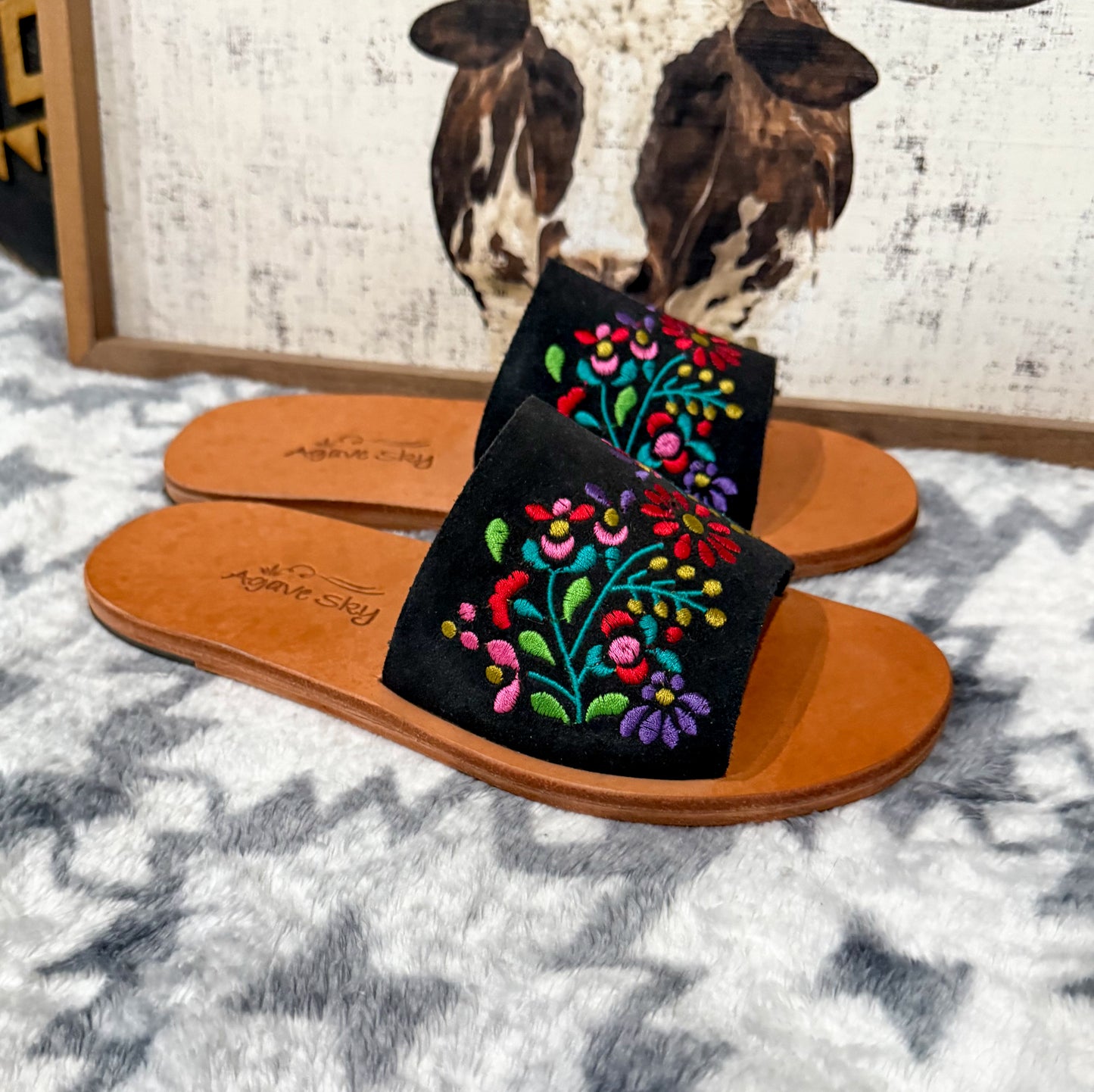 Floral Suede Sandal
