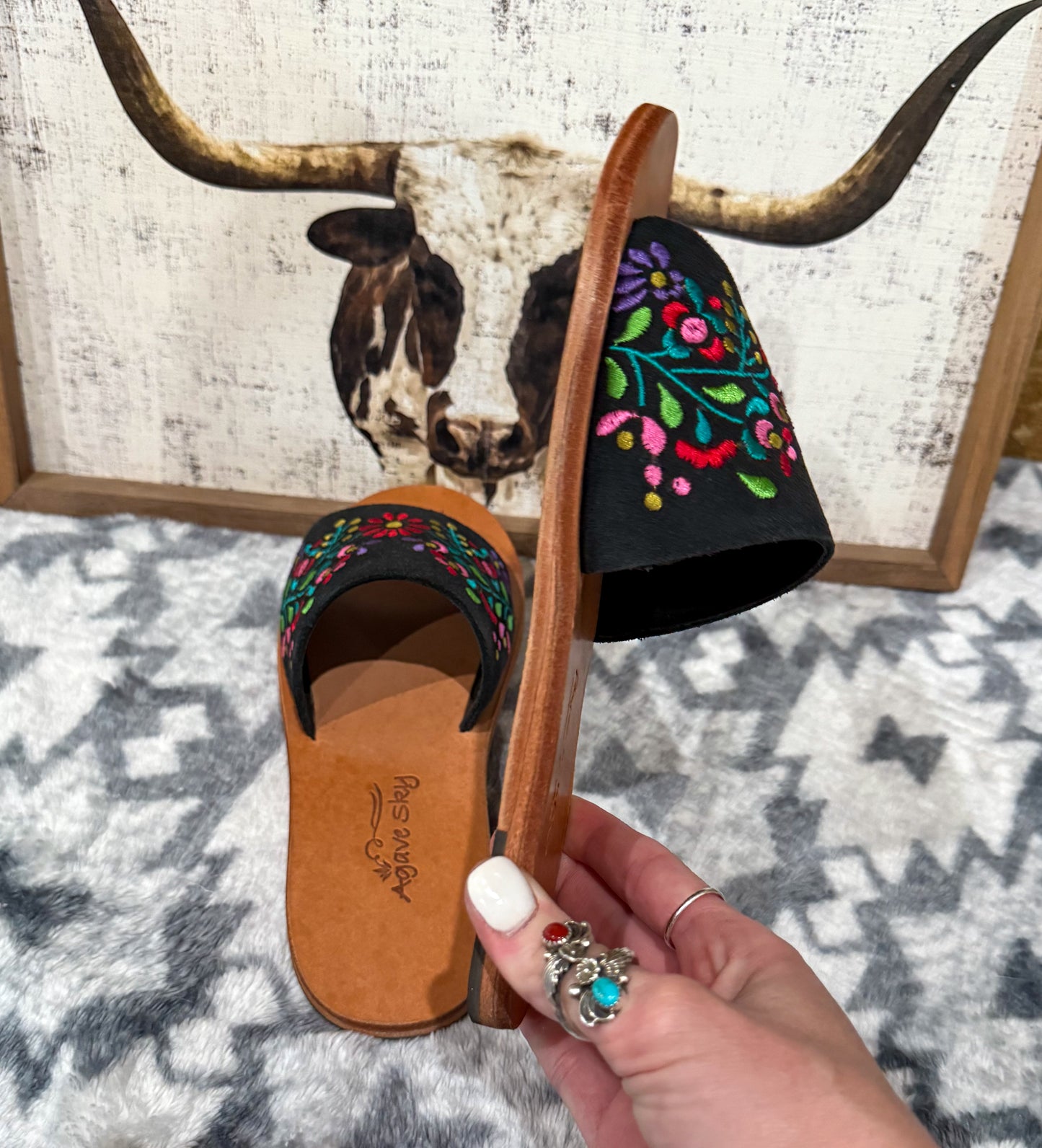 Floral Suede Sandal