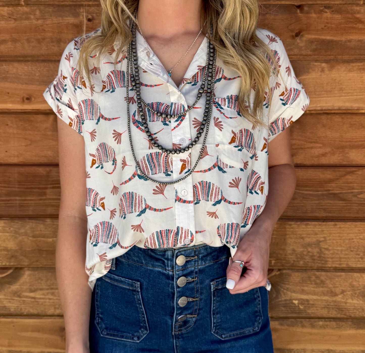 Armadillo Button-Up Top