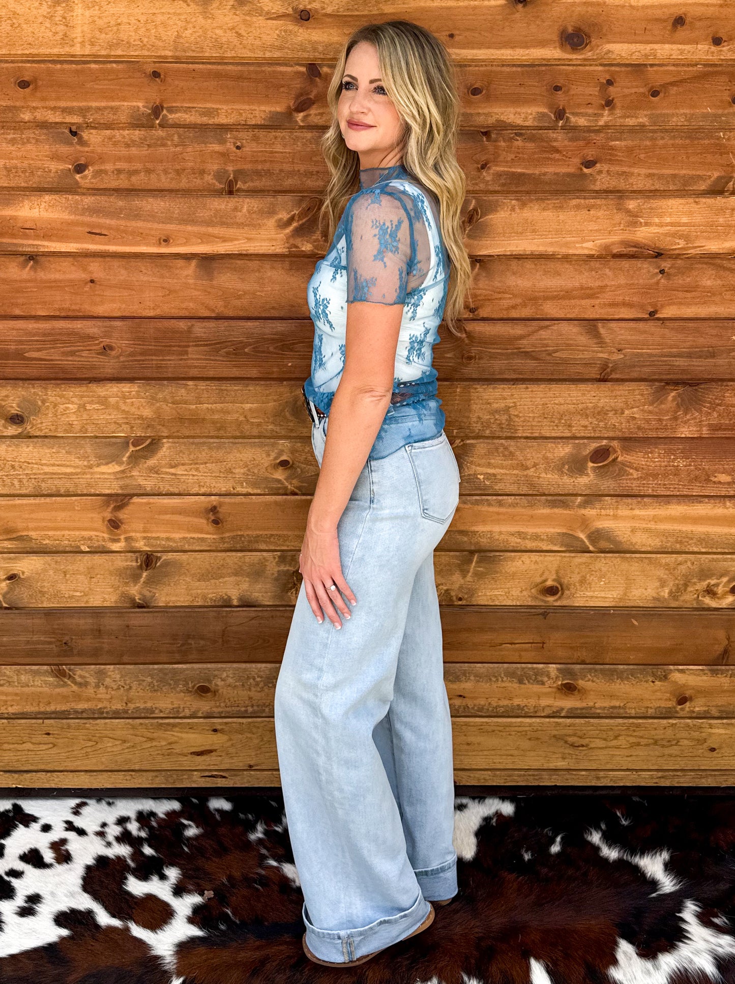 Floral Lace Mesh Top *Jade