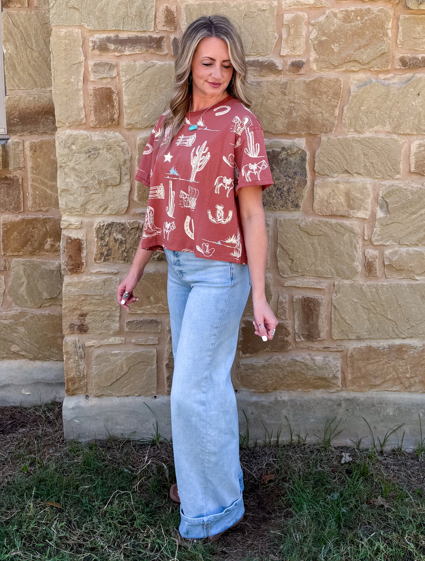 Out West Collage Tee *Rust