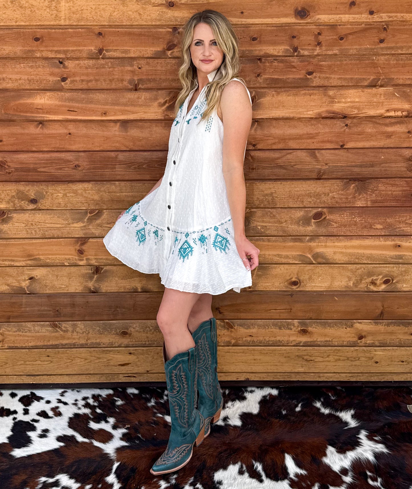 Roxanne Aztec Embroidered Dress