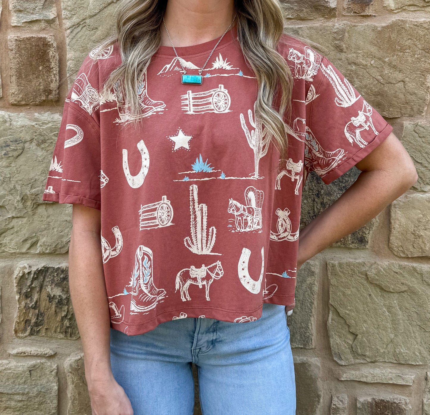 Out West Collage Tee *Rust