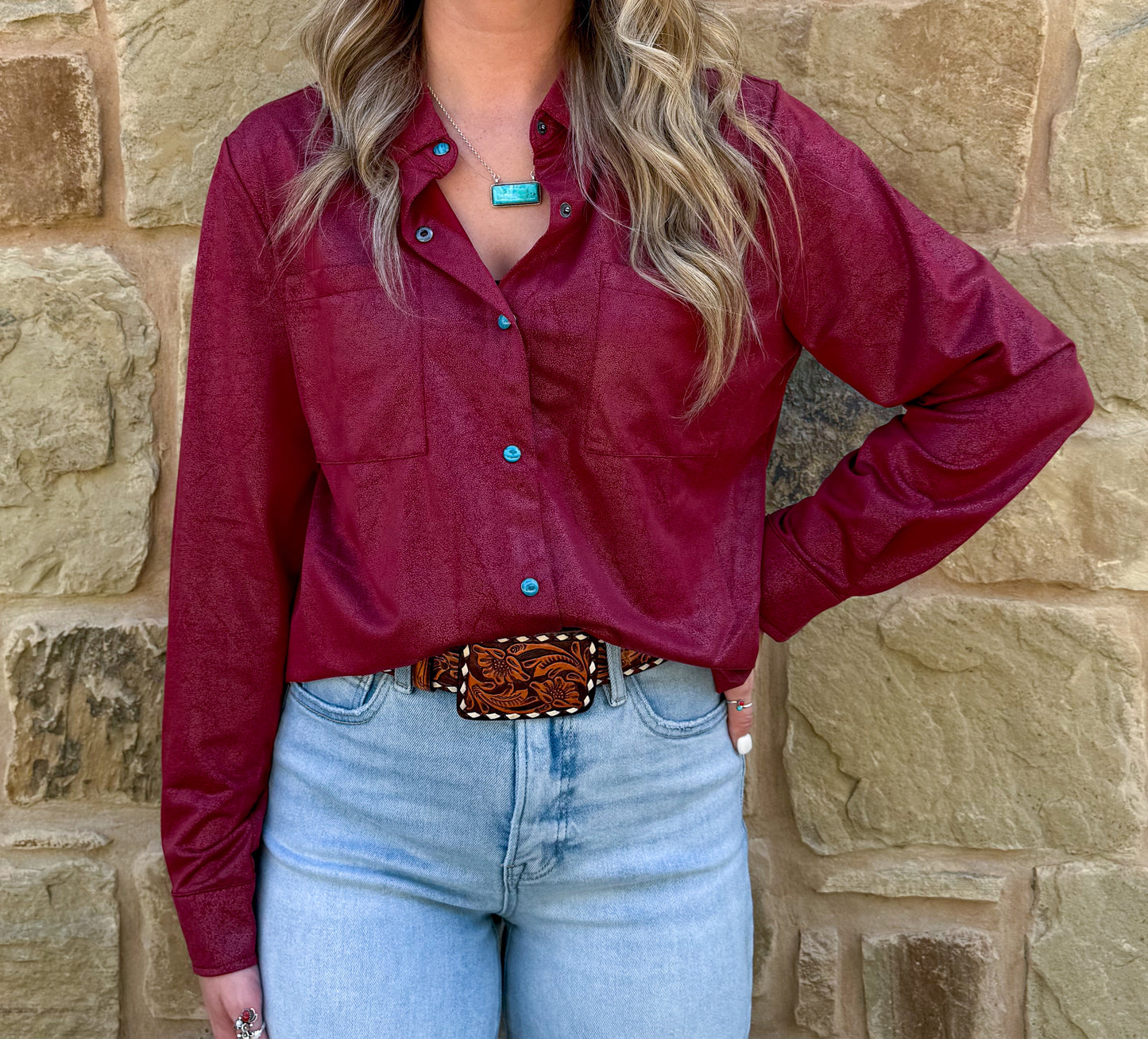Leather Lux Top *Burgundy