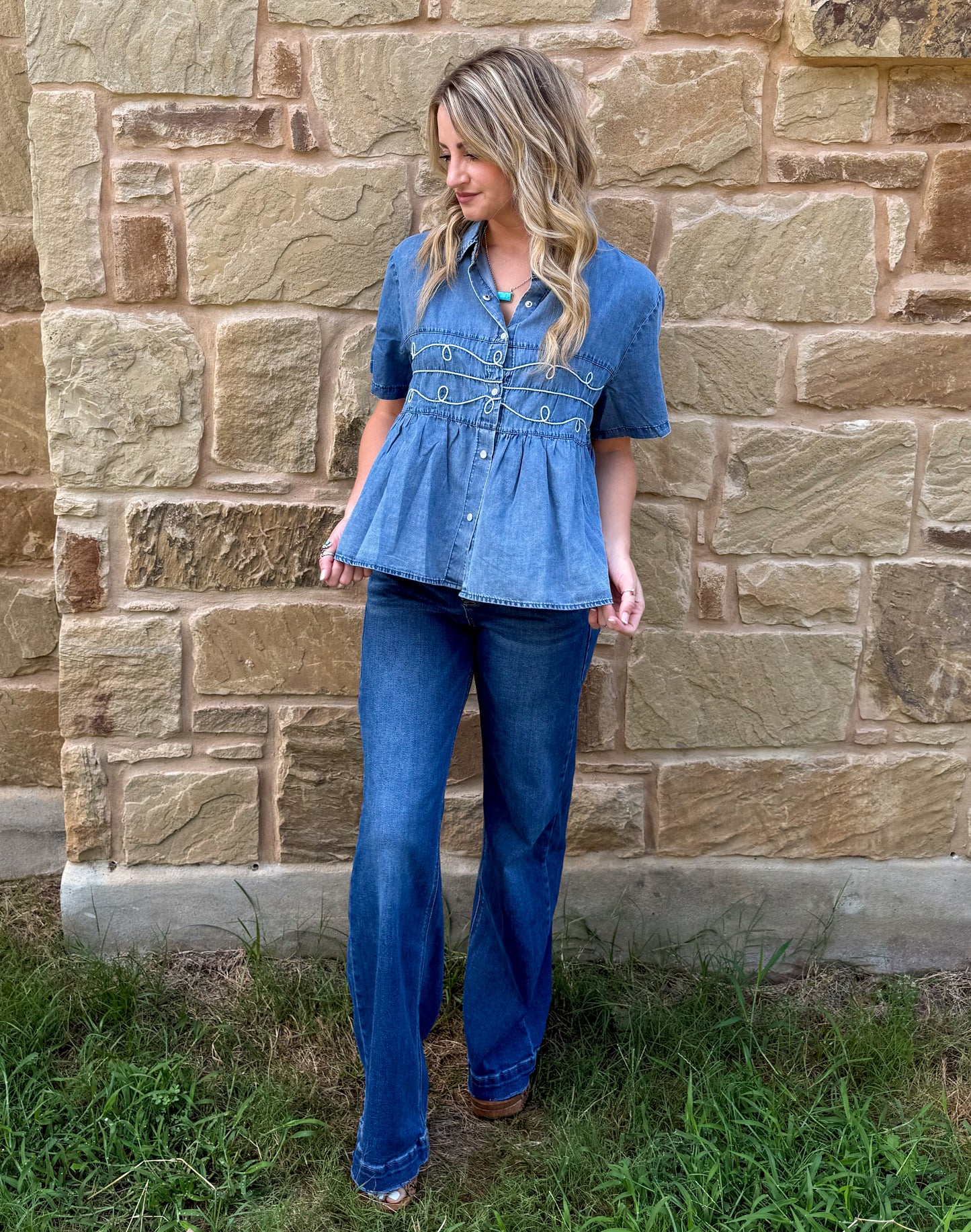 Loopty Lou Blouse *Denim