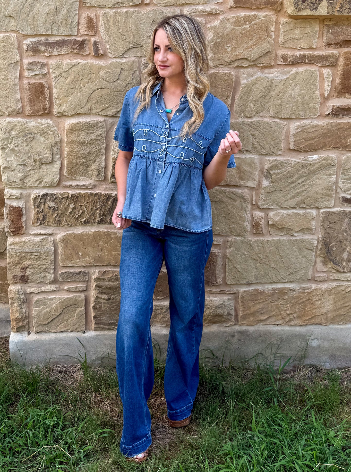 Loopty Lou Blouse *Denim