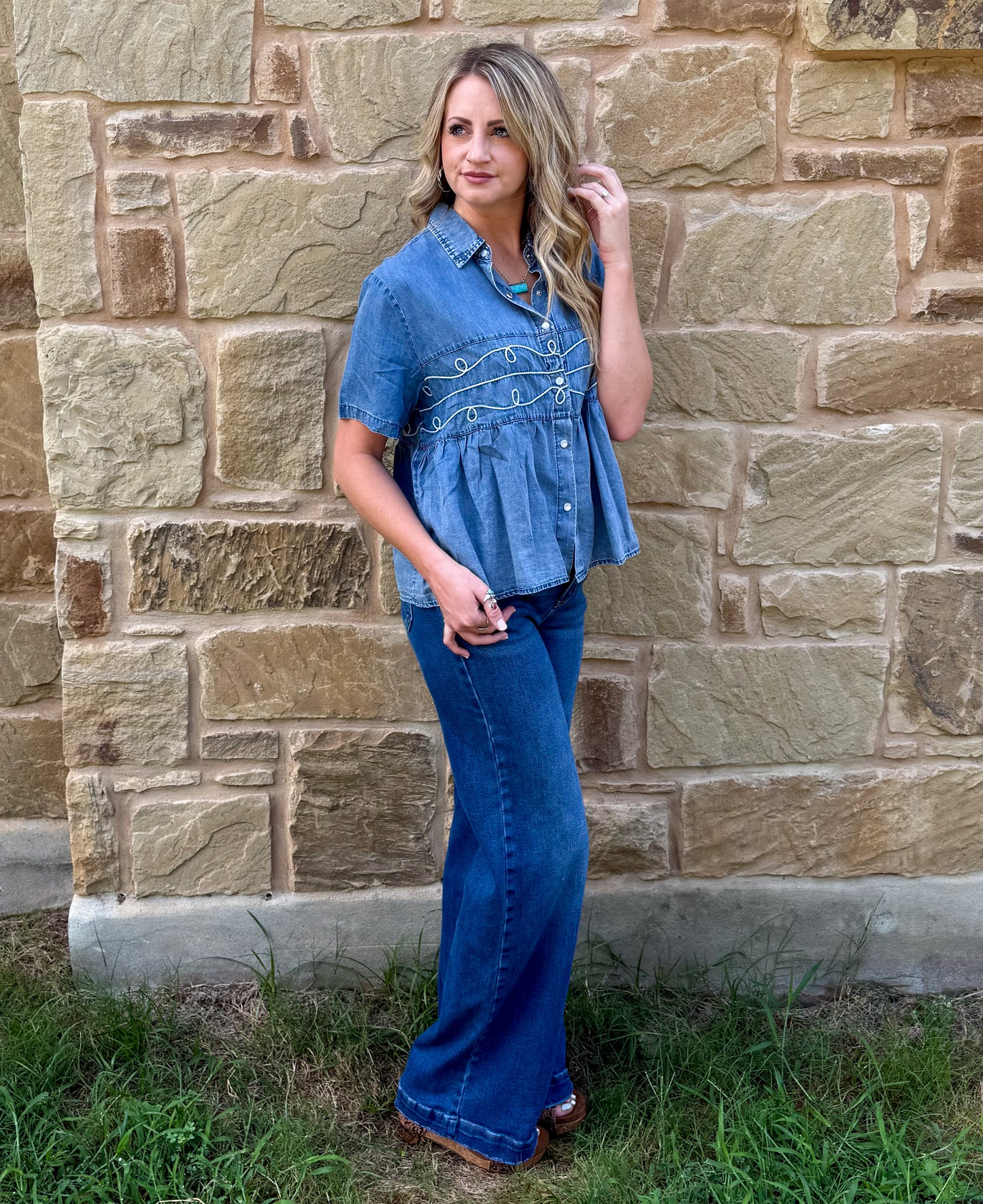 Loopty Lou Blouse *Denim