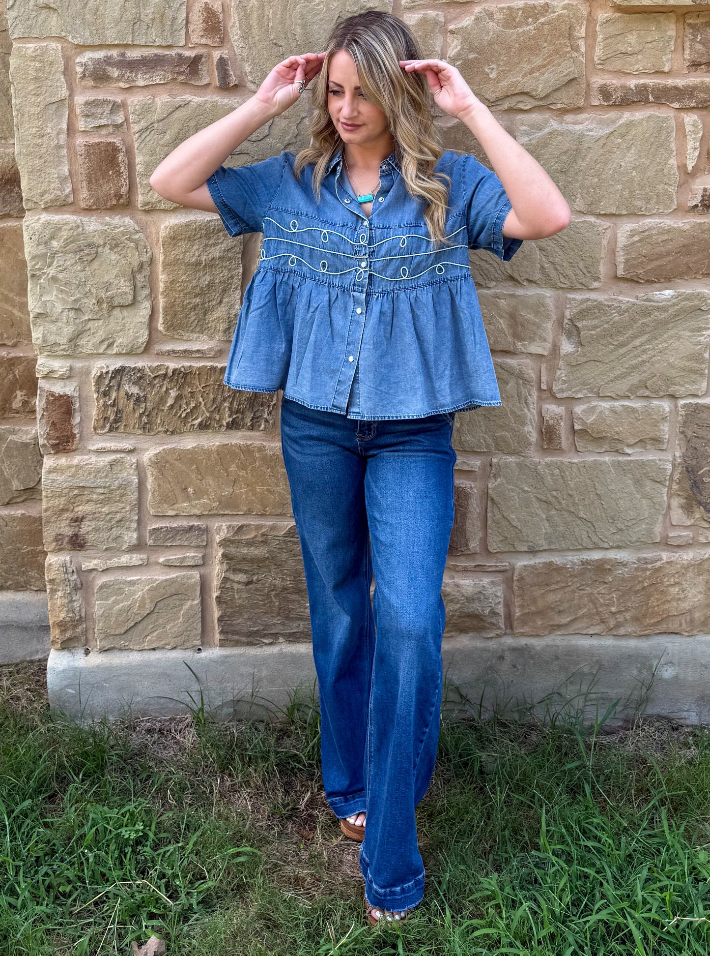 Loopty Lou Blouse *Denim