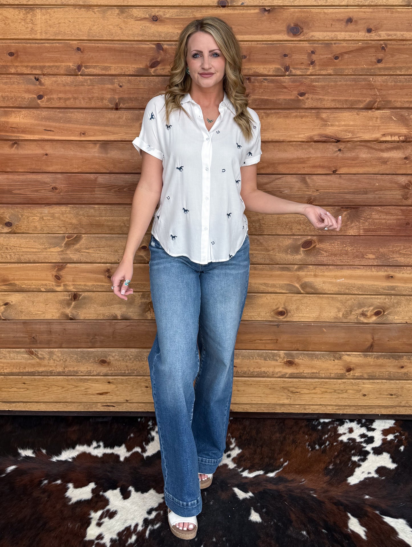 Wild & Lucky Button-Up Top *Blue
