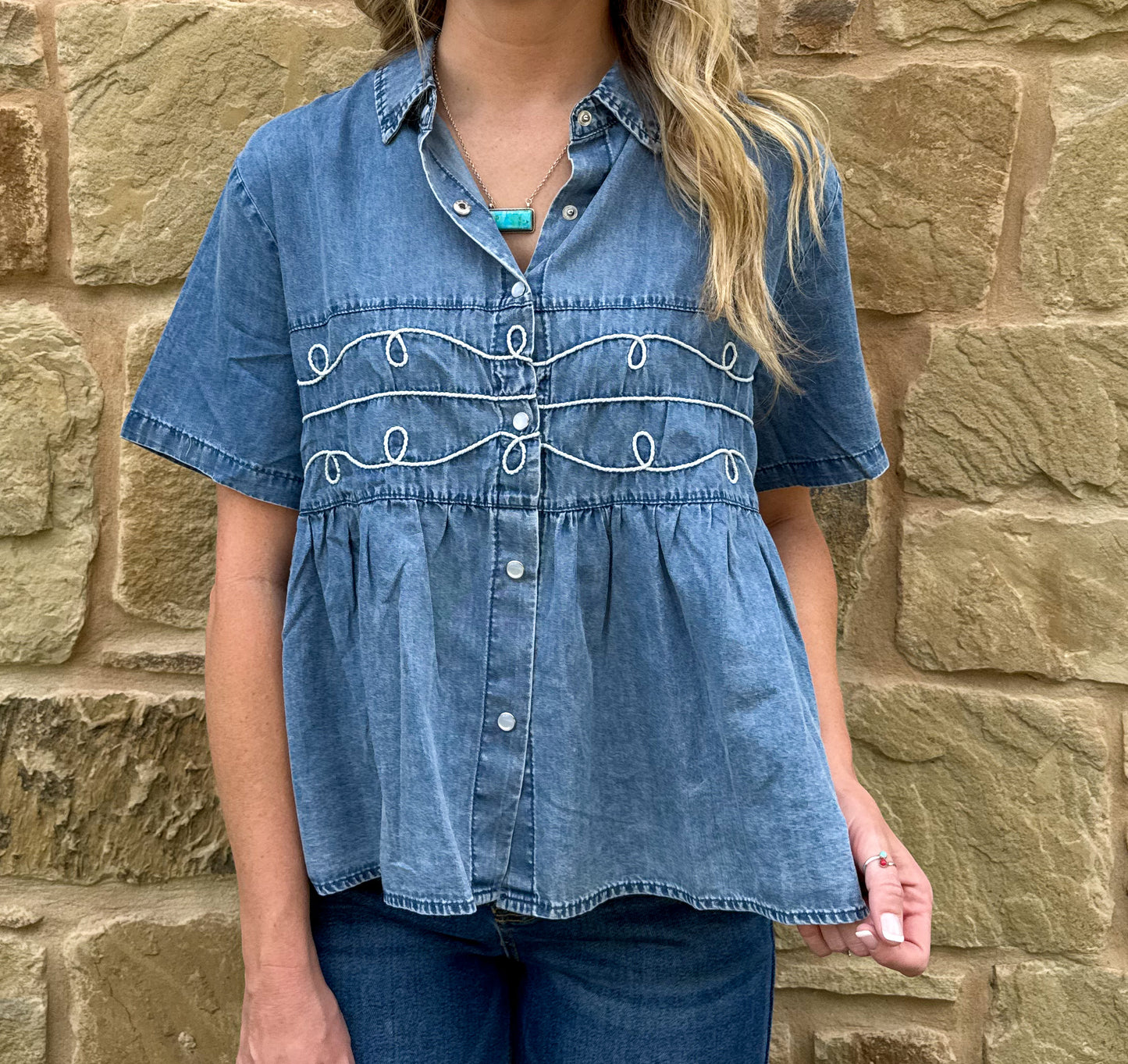 Loopty Lou Blouse *Denim
