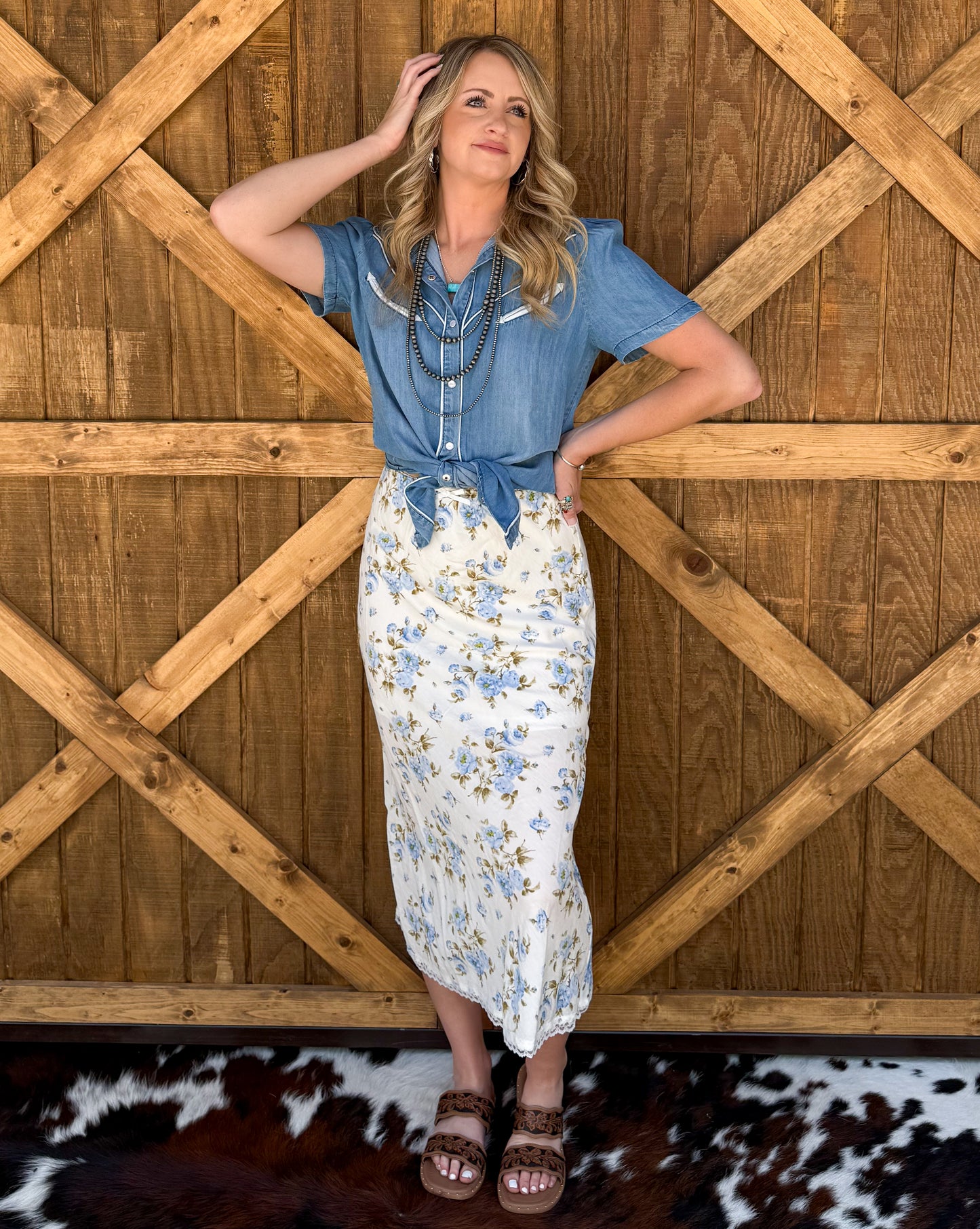 American Floral Midi Skirt