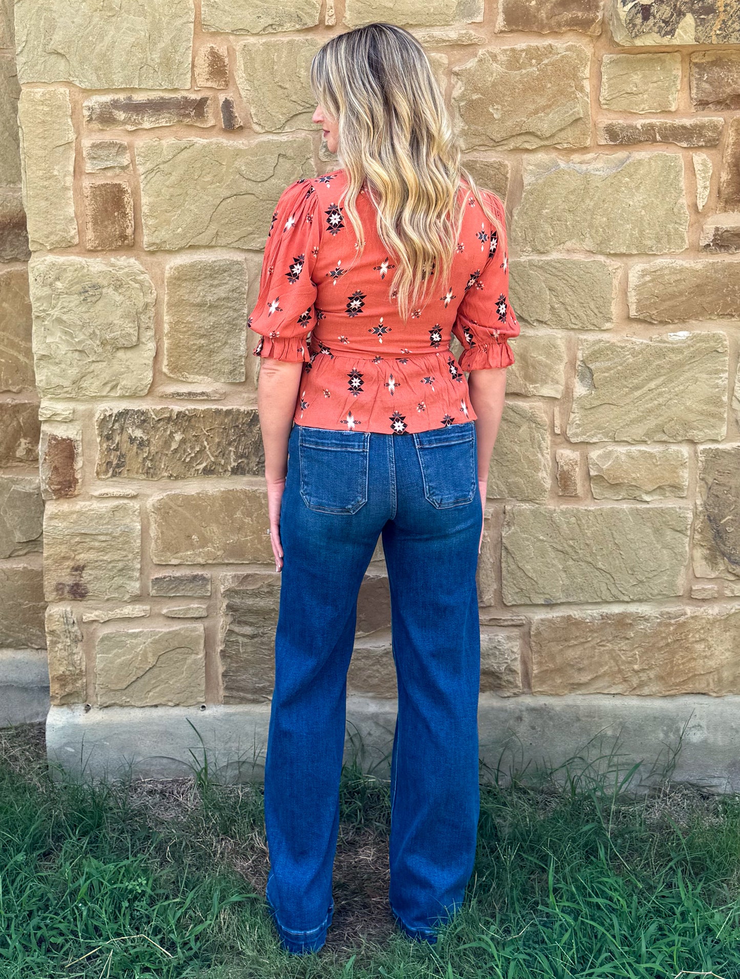 Classy Aztec Blouse *Rust