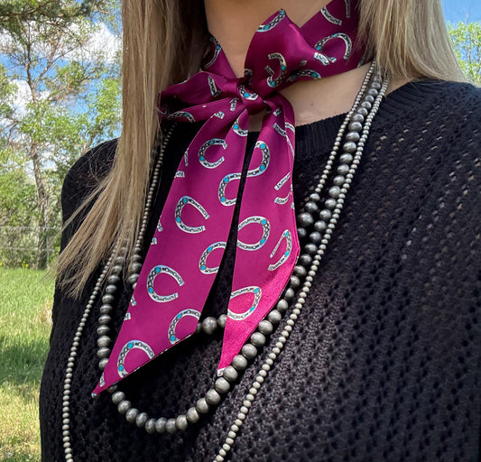 Purple Horseshoe Silk Twilly