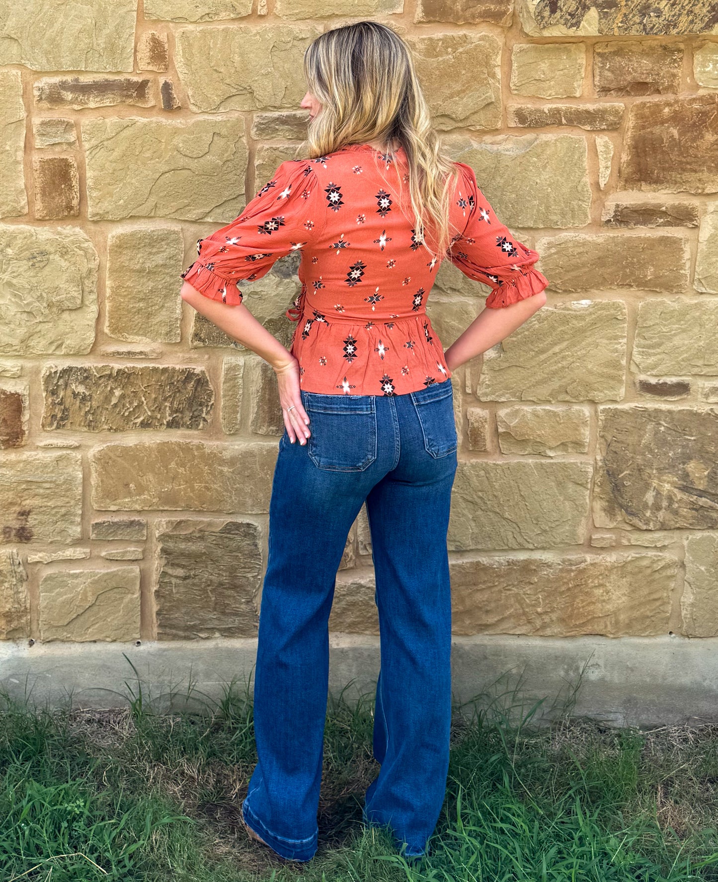 Classy Aztec Blouse *Rust